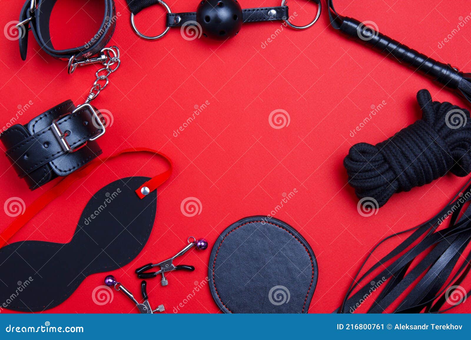 BDSM Toys for Sex and Punishment in Form a Frame Stock Image pic