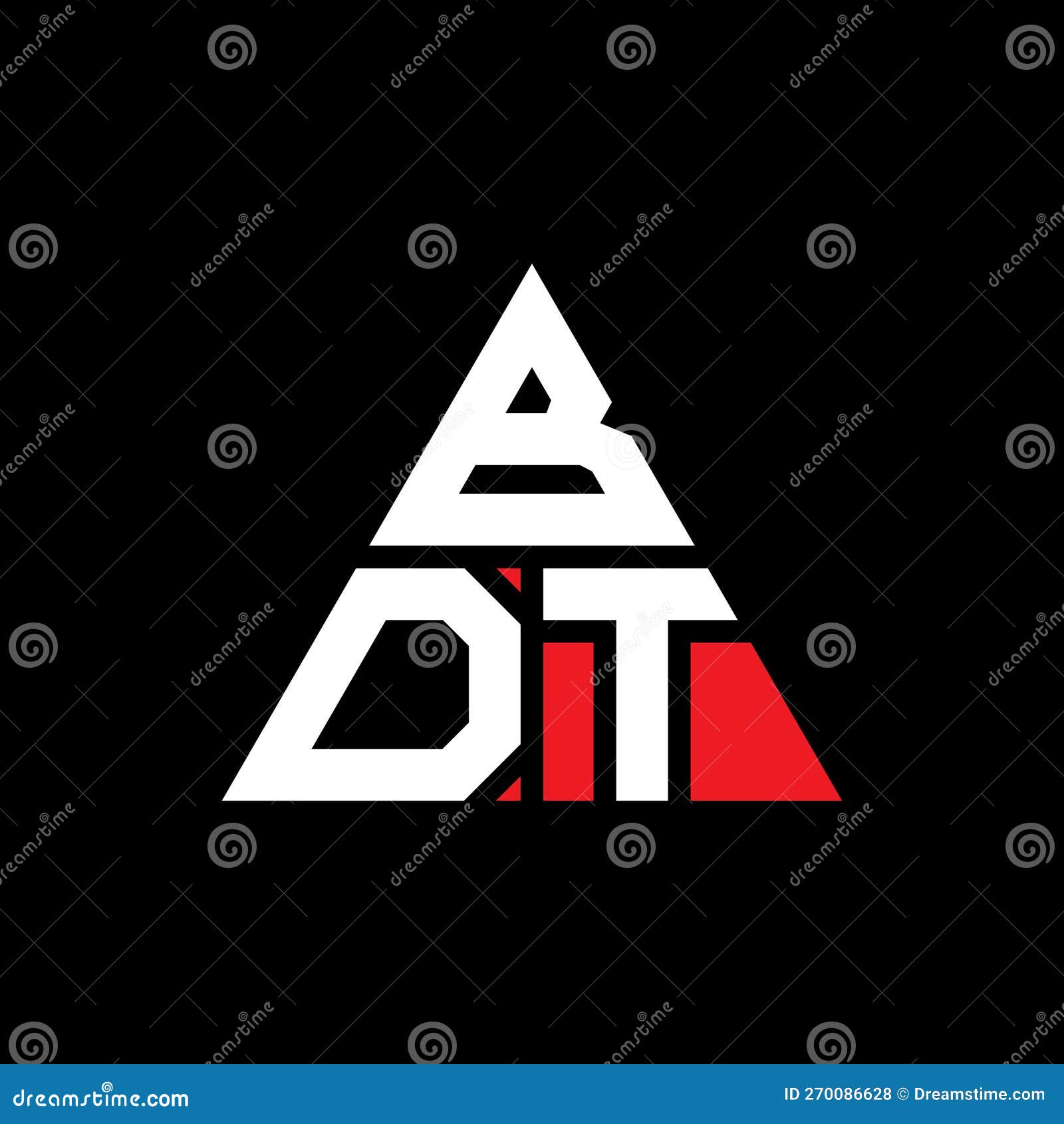 bdt triangle letter logo  with triangle . bdt triangle logo  monogram. bdt triangle  logo template with red