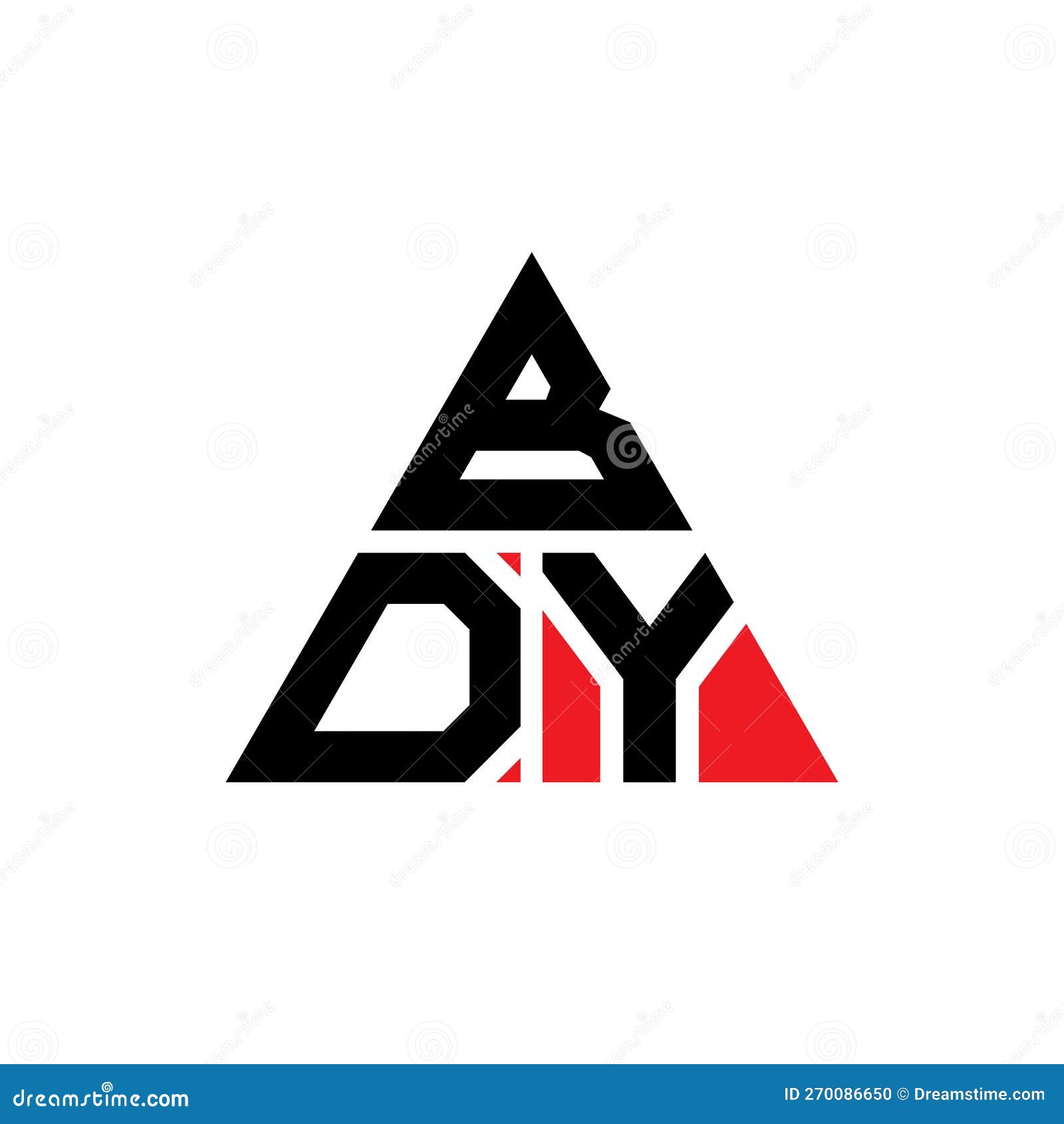 bdy triangle letter logo  with triangle . bdy triangle logo  monogram. bdy triangle  logo template with red