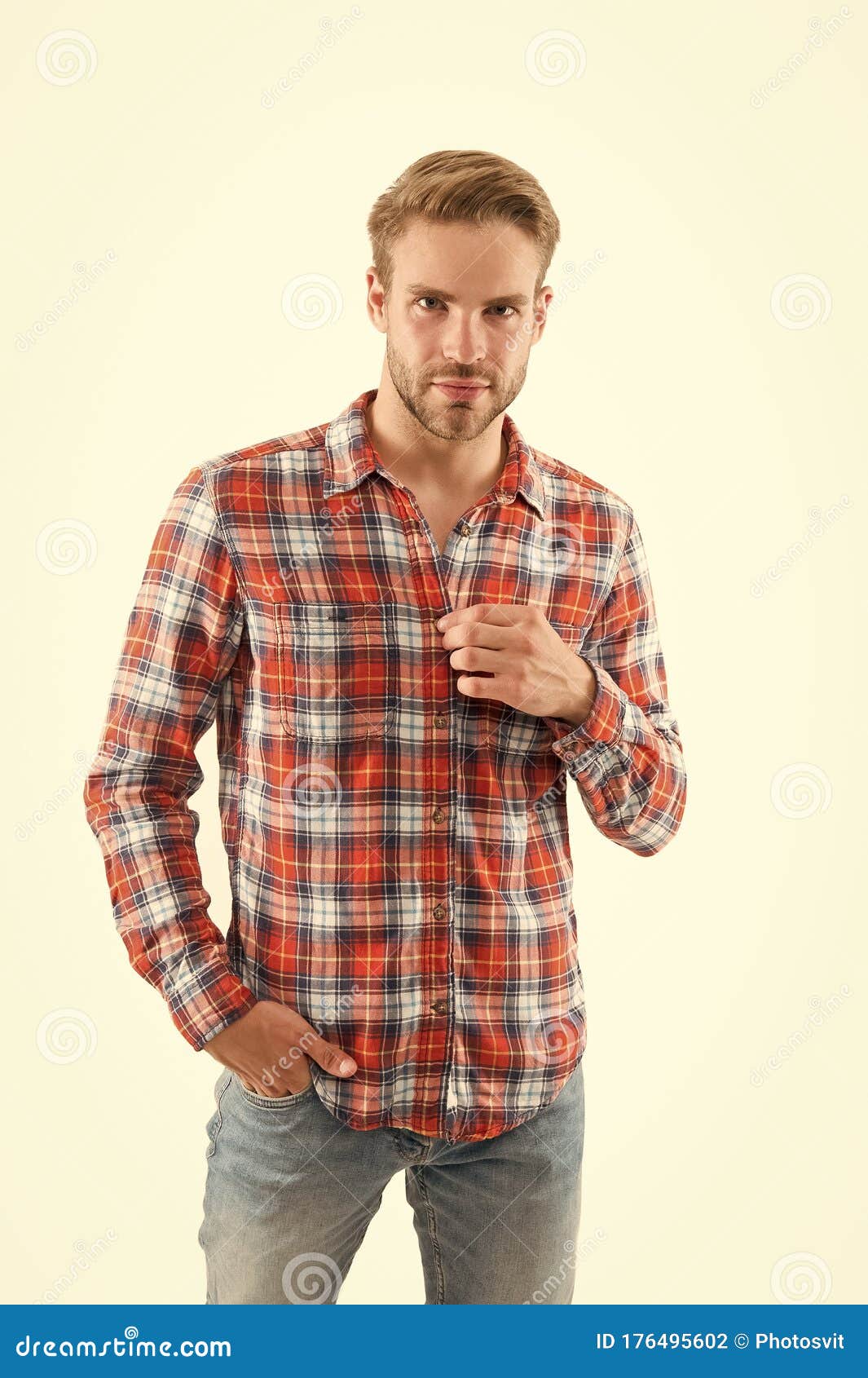 Be Casual Be Yourself. Caucasian Guy Isolated on White. Handsome Man in ...