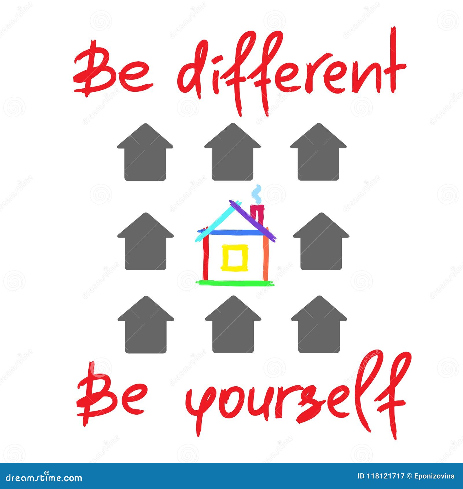 Be Different, Be Yourself Handwritten Motivational Quote. Print for Inspiring Poster, Tshirt