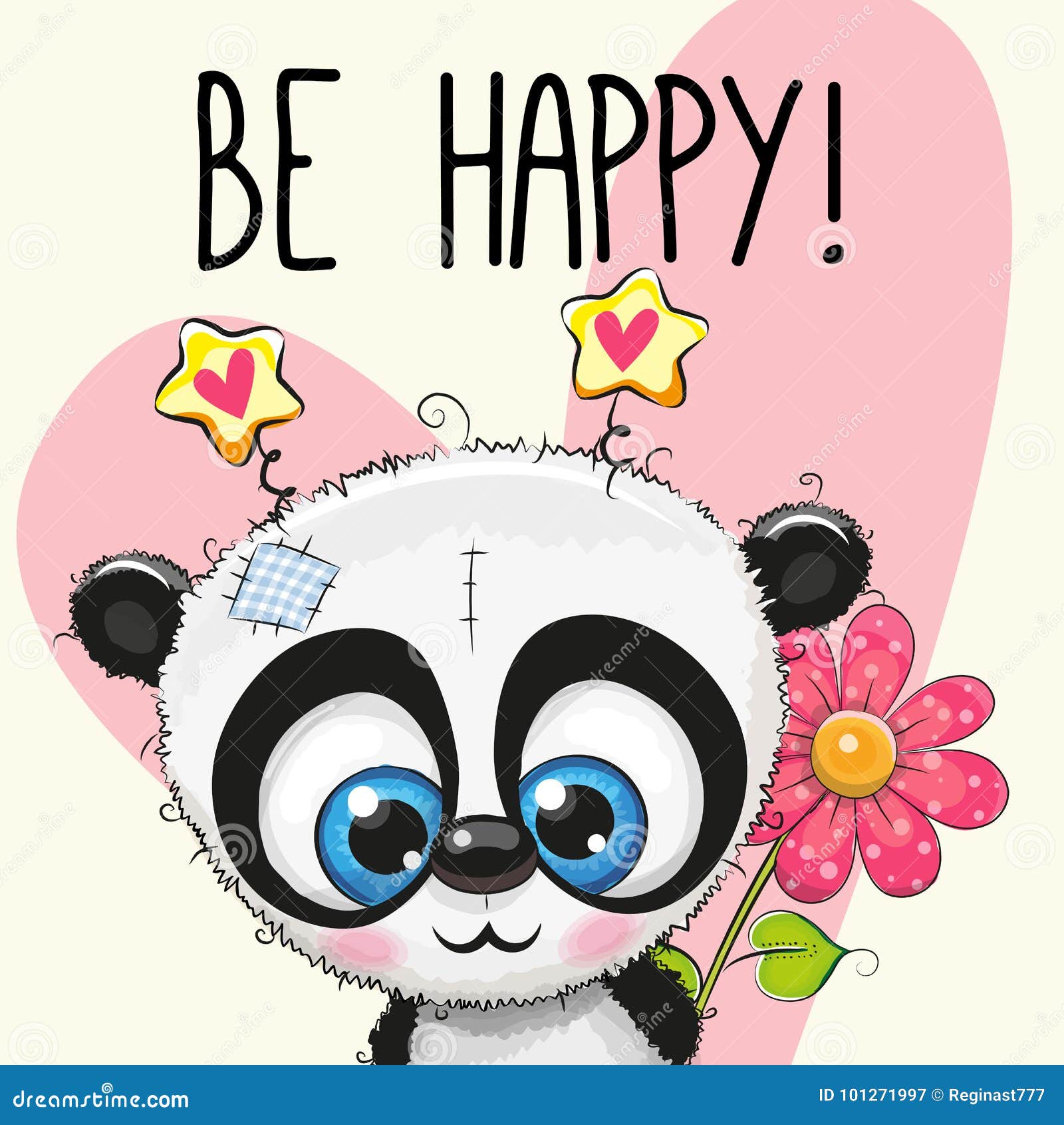 Be Happy Greeting Card with Panda Stock Vector Illustration of cute