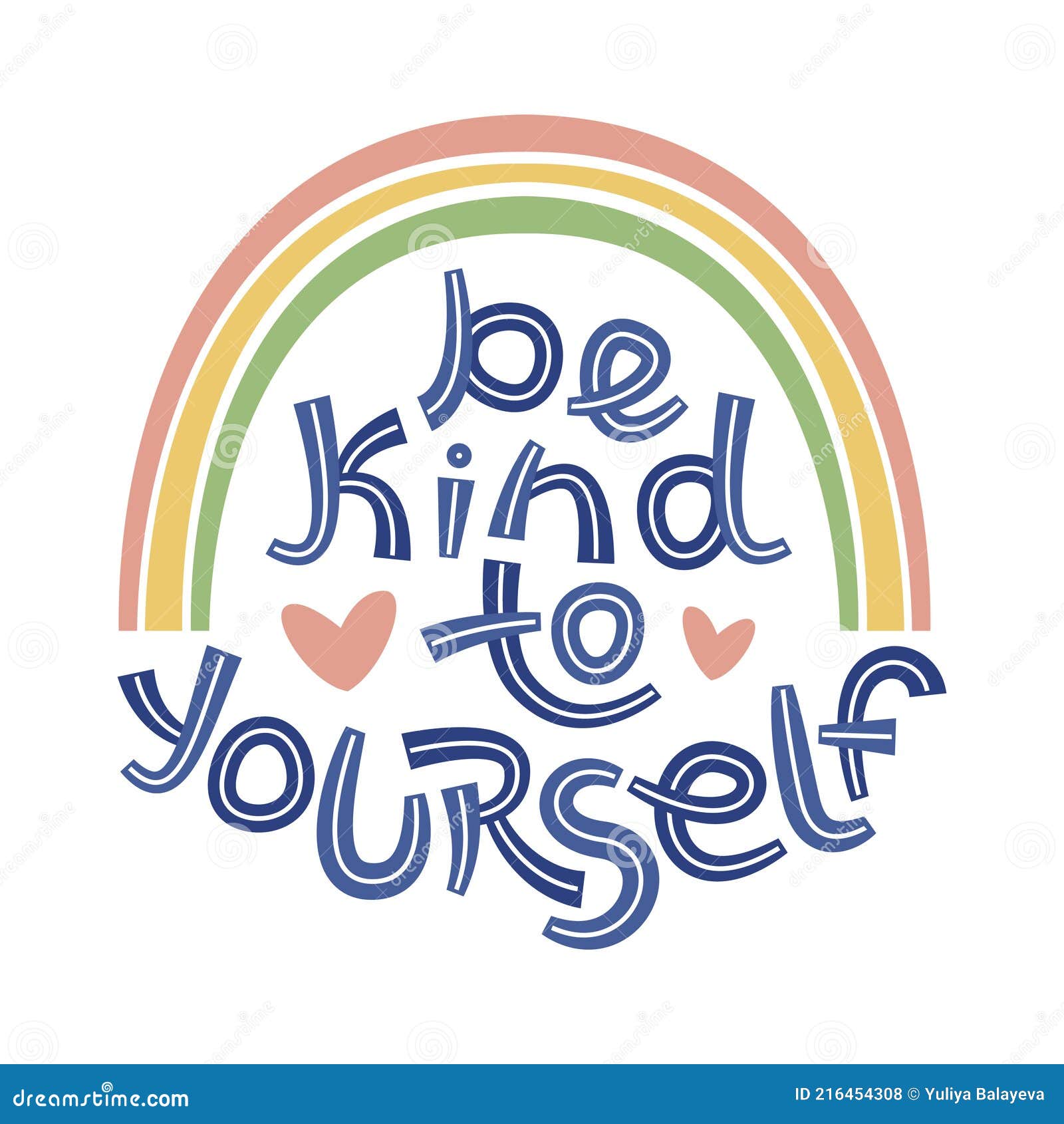 be kind to yourself. positive thinking quote promoting self care and self worth.