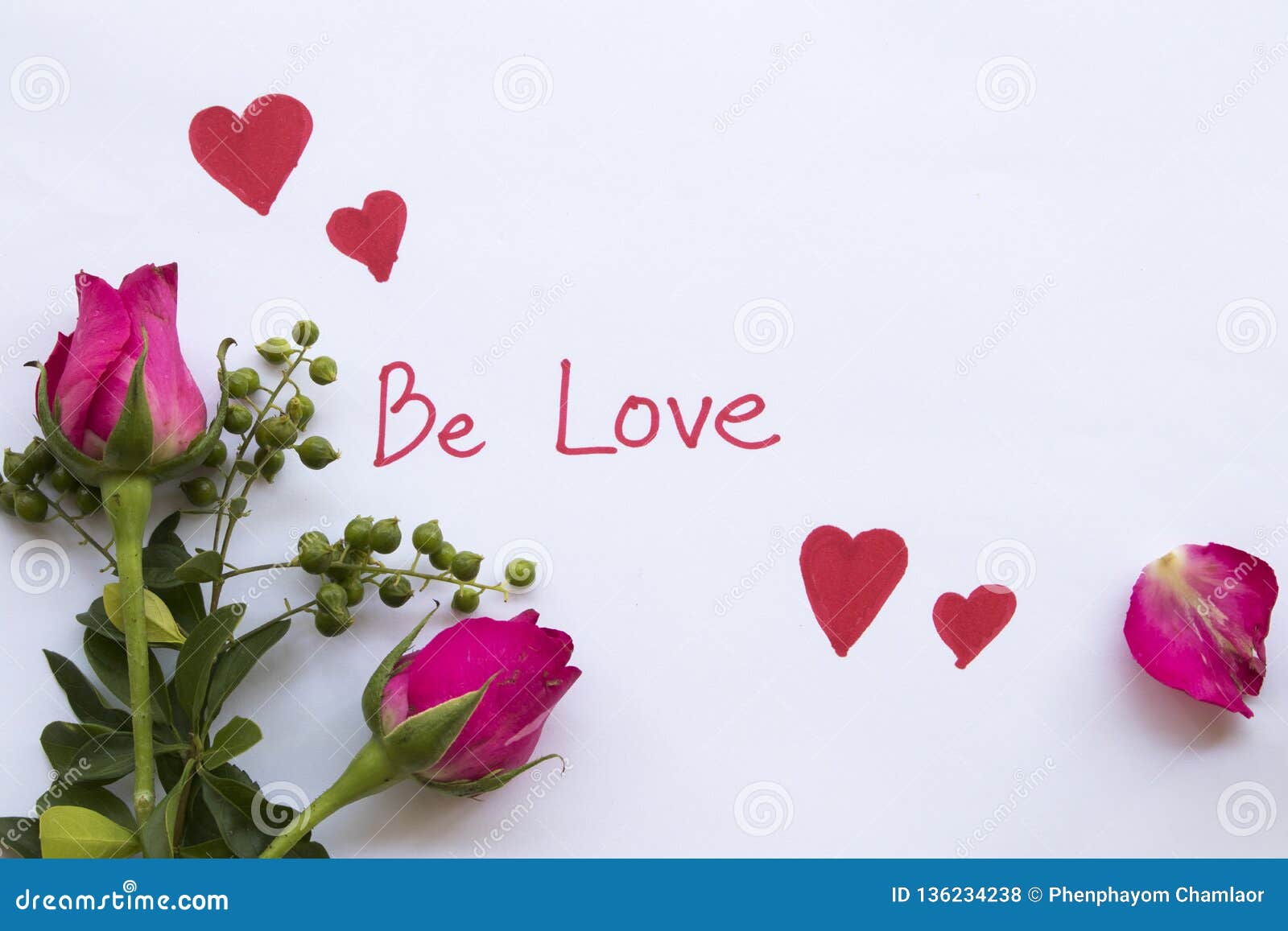 Be Love Message Card with Draw Red Heart Stock Photo - Image of ...