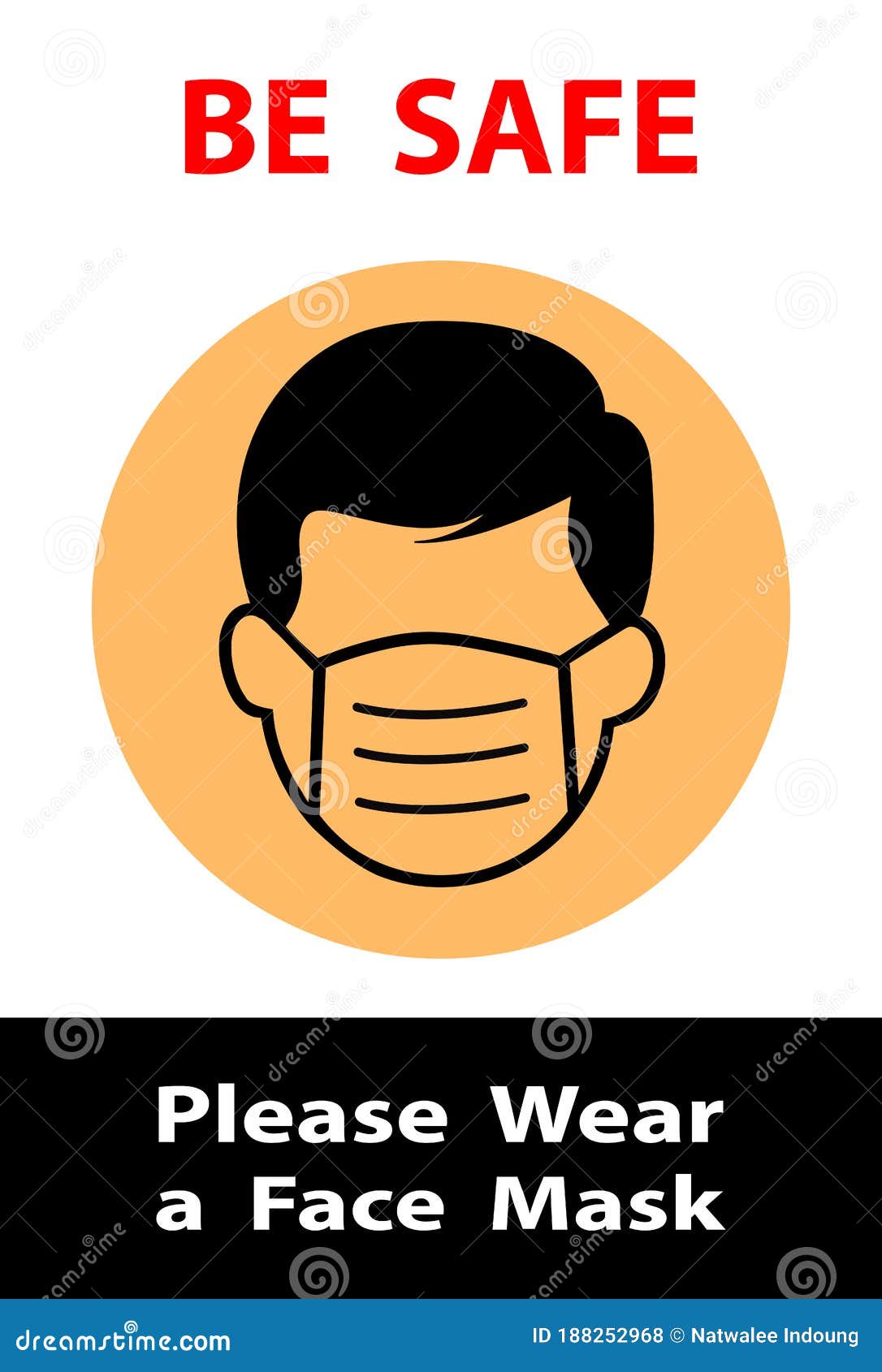 Download Be Safe Please Wear A Face Mask Instruction Icon. Warning Or Caution Sign Stock Vector ...