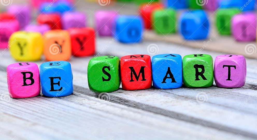 Be smart words on table stock photo. Image of goal, group 82598242