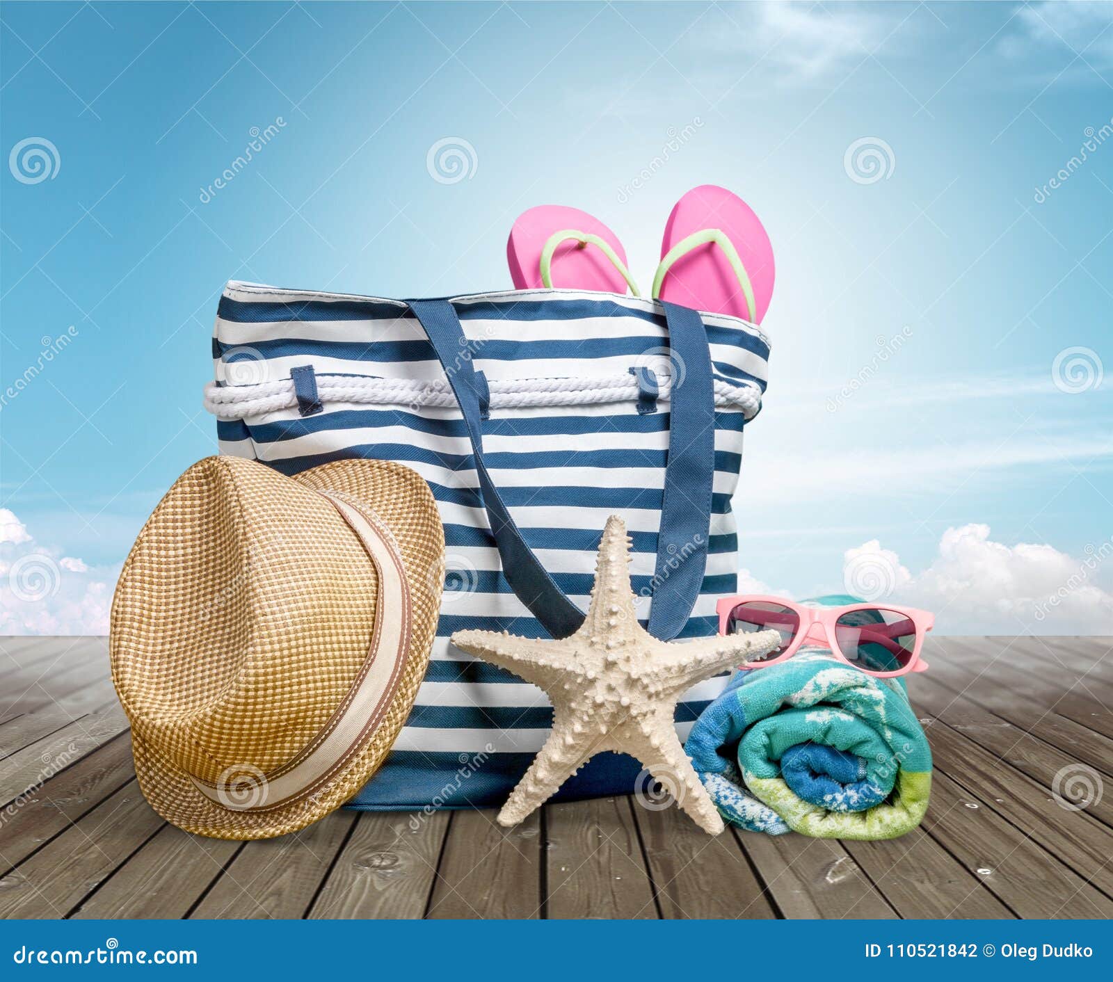 Beach Accessories On The Desk Stock Photo Image Of Group Shoe