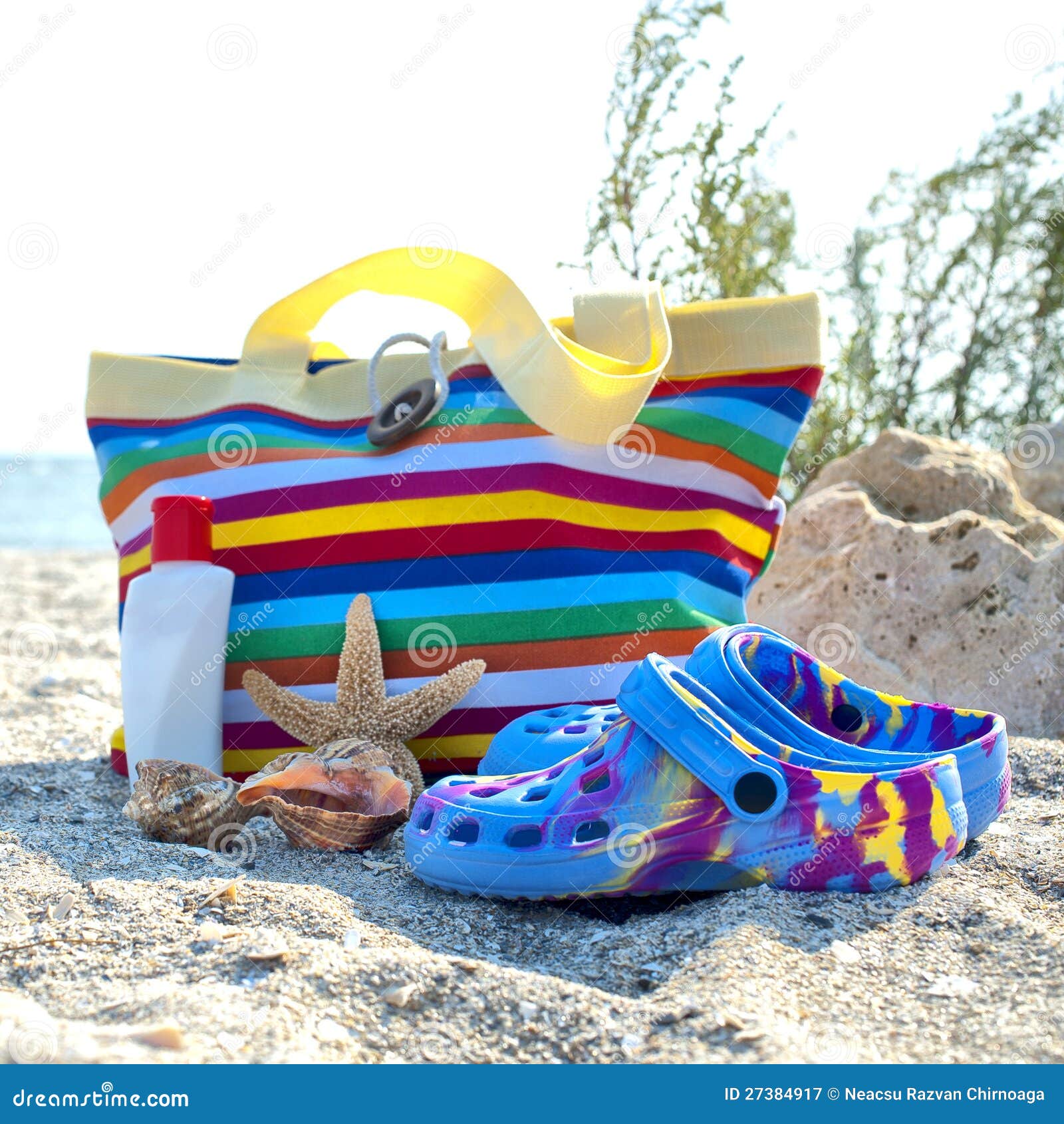 Beach Accessories on the Sand Stock Image Image of hobby, parasol