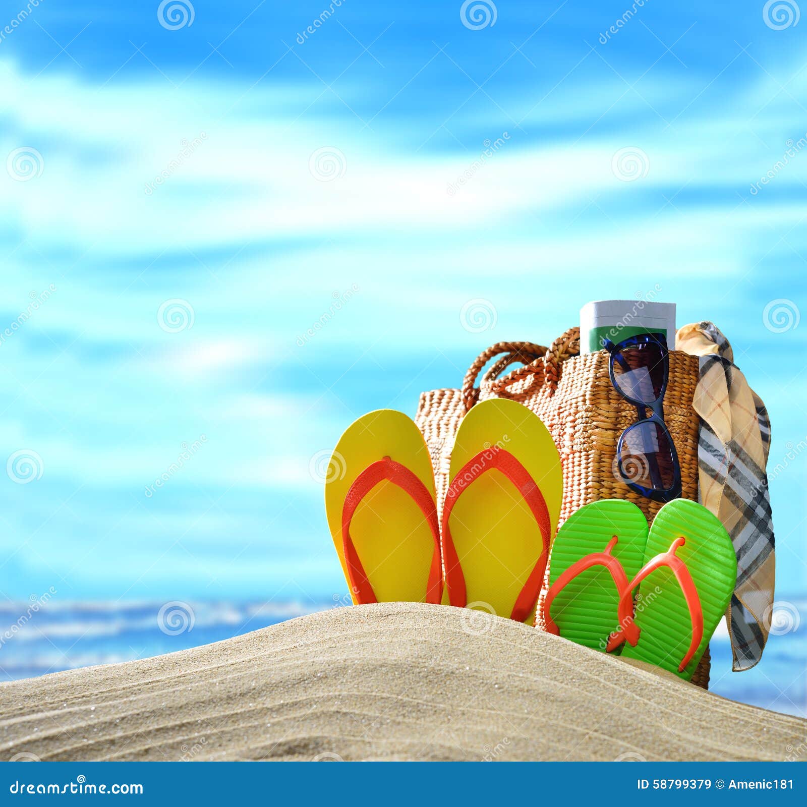 Beach accessories stock image. Image of holiday, background - 58799379