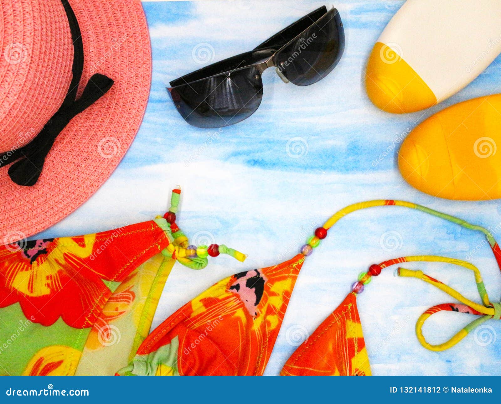 Beach Accessories for Women or Girls. Stock Photo - Image of items ...