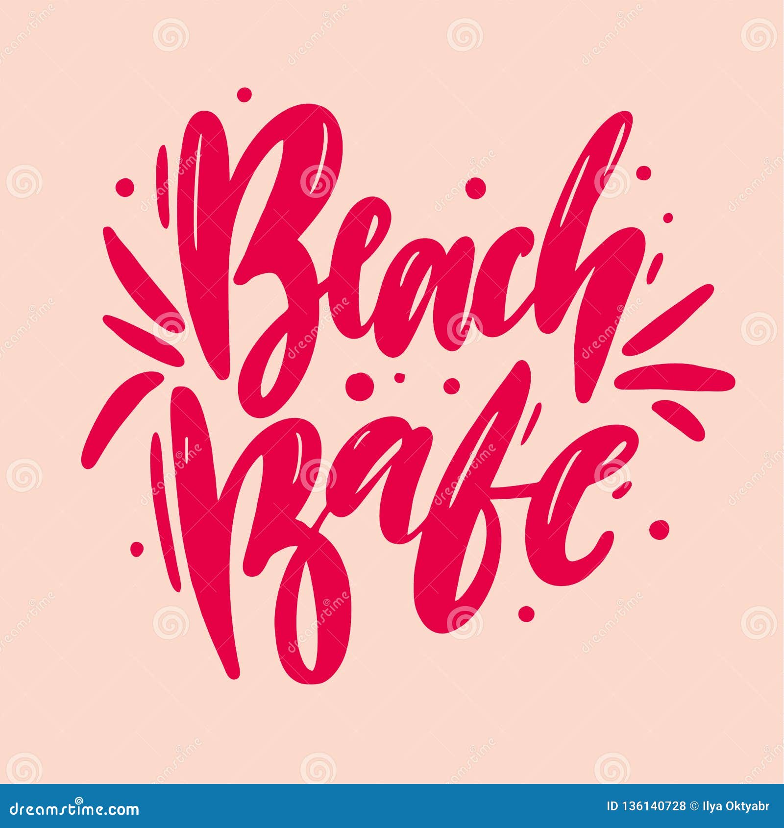 Beach Babe. Vector Hand Drawn Illustration Of Lying Girl In Swimsuit