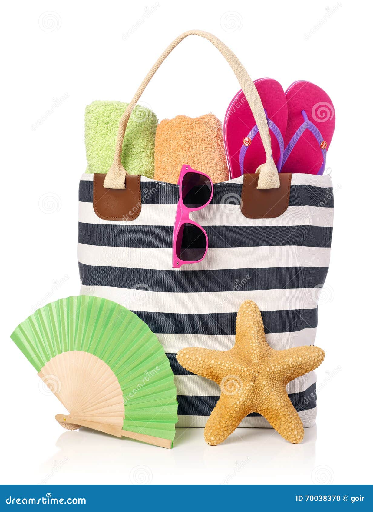 Beach bag stock photo. Image of slipper, relaxation, towel 70038370