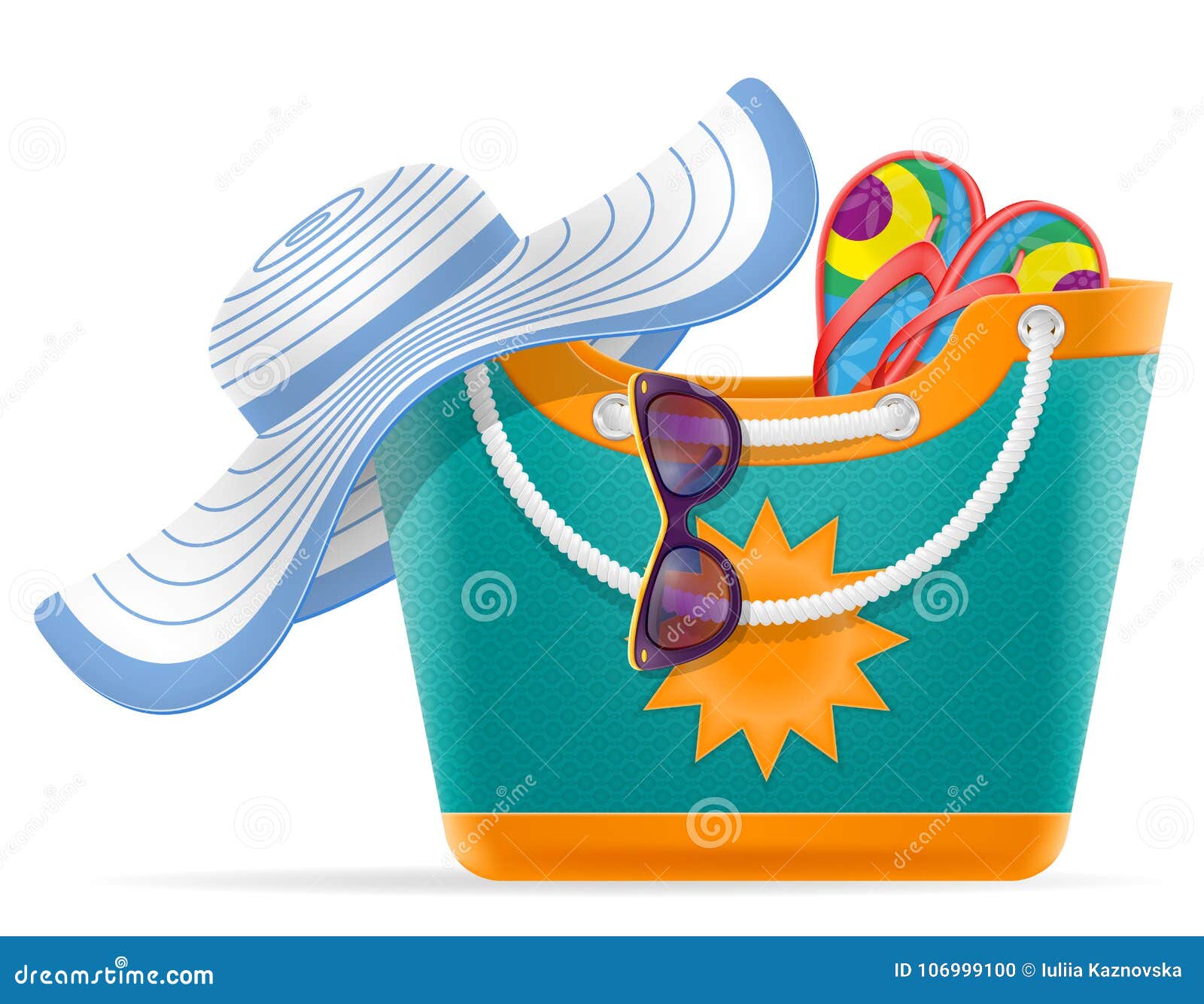 Cute Beach Bag With Lettering Isolated On White Background Summer