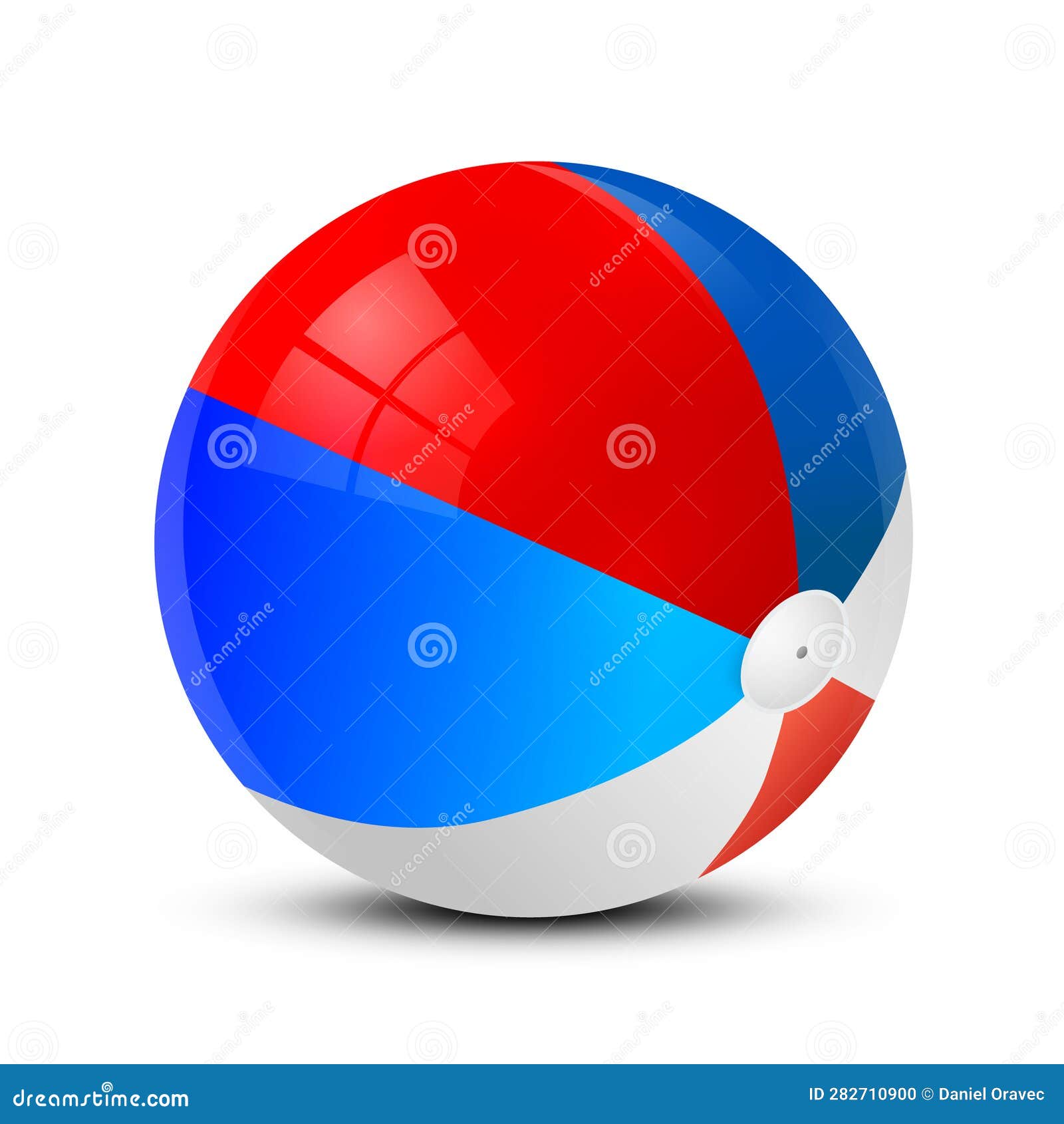Beach Ball Red and Blue Isolated on White Background Stock Vector