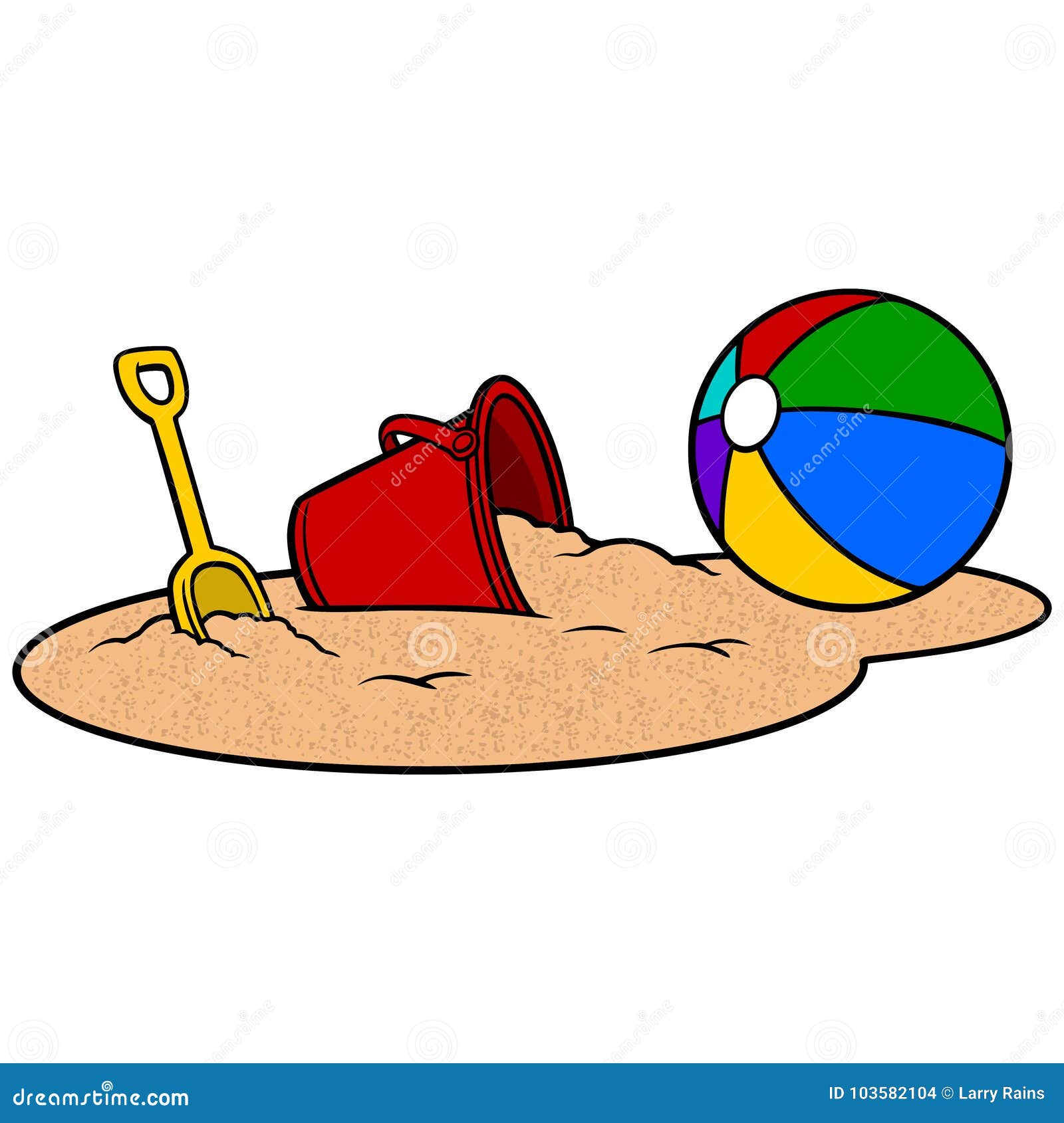 Beach Ball and Sand Bucket Vector Illustration Stock Vector
