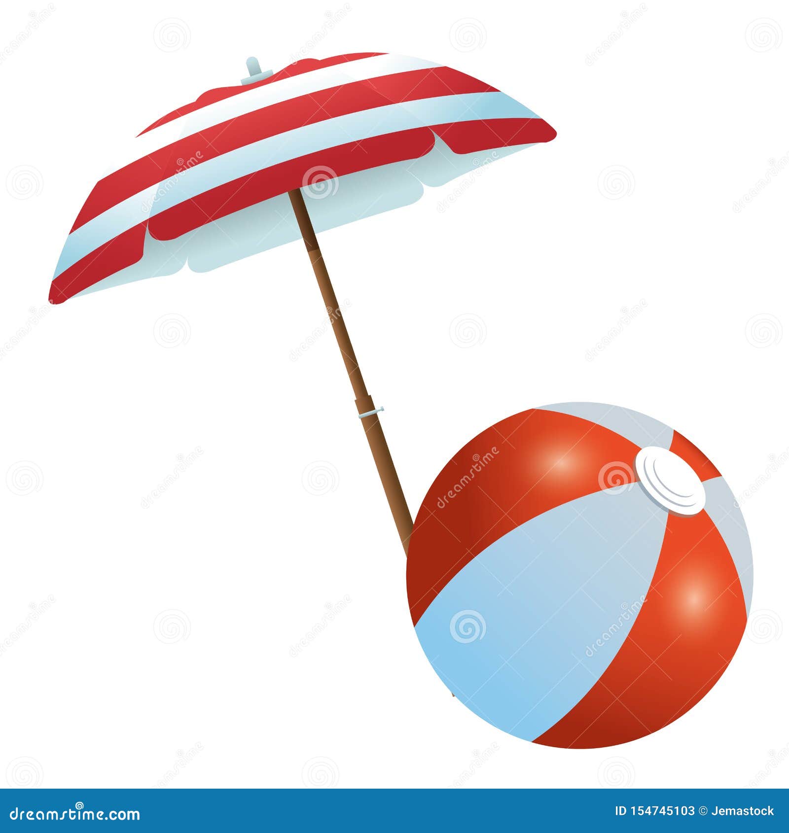 Beach Ball Under Summer Umbrella Stock Vector Illustration of balloon, object 154745103