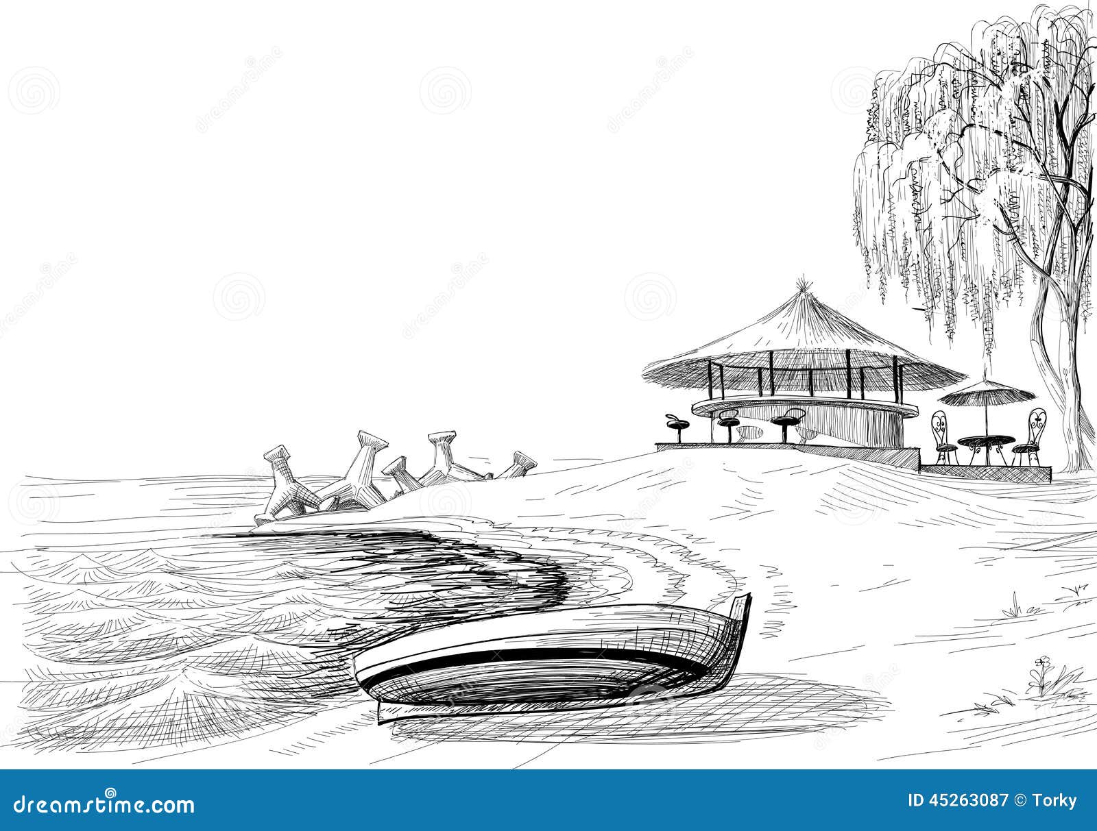 Beach Bar Sketch Stock Vector - Image: 45263087