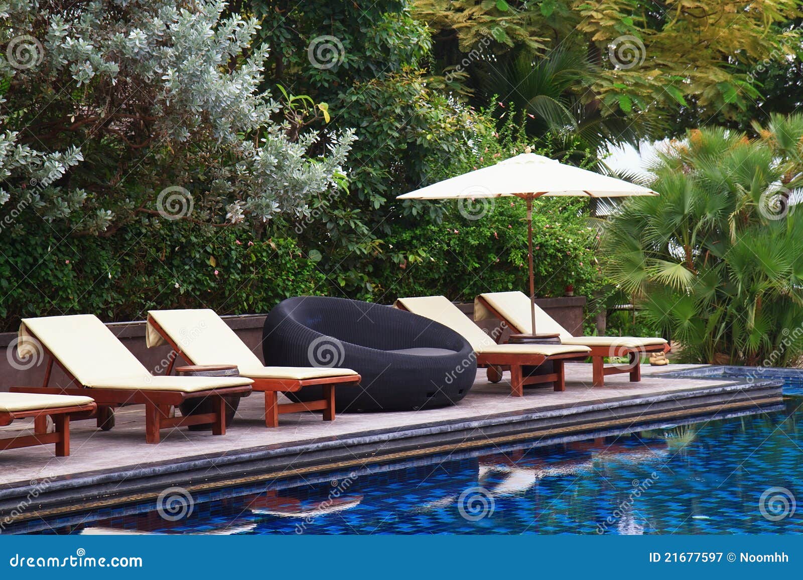Beach Beds among Palm Trees Stock Image Image of azure, summer 21677597