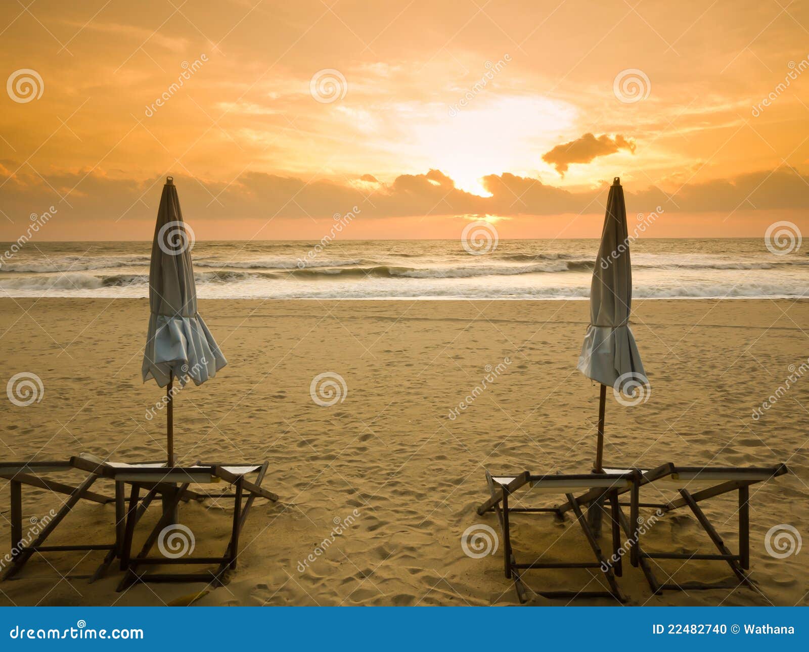 Beach Benches on Sunset stock photo. Image of full, comfort 22482740