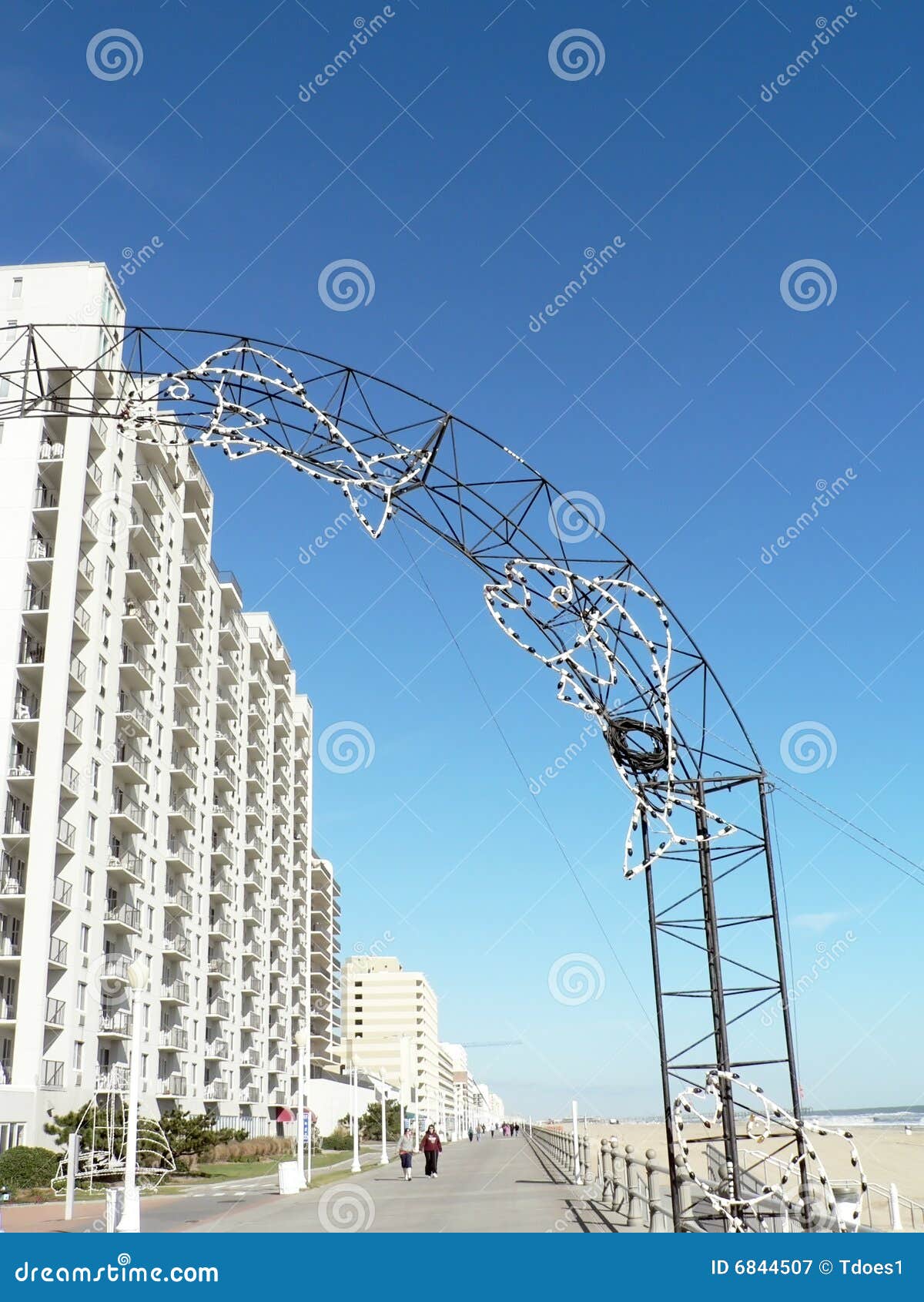 Beach Boardwalk Archway Lights at Virginia Beach Stock Image Image