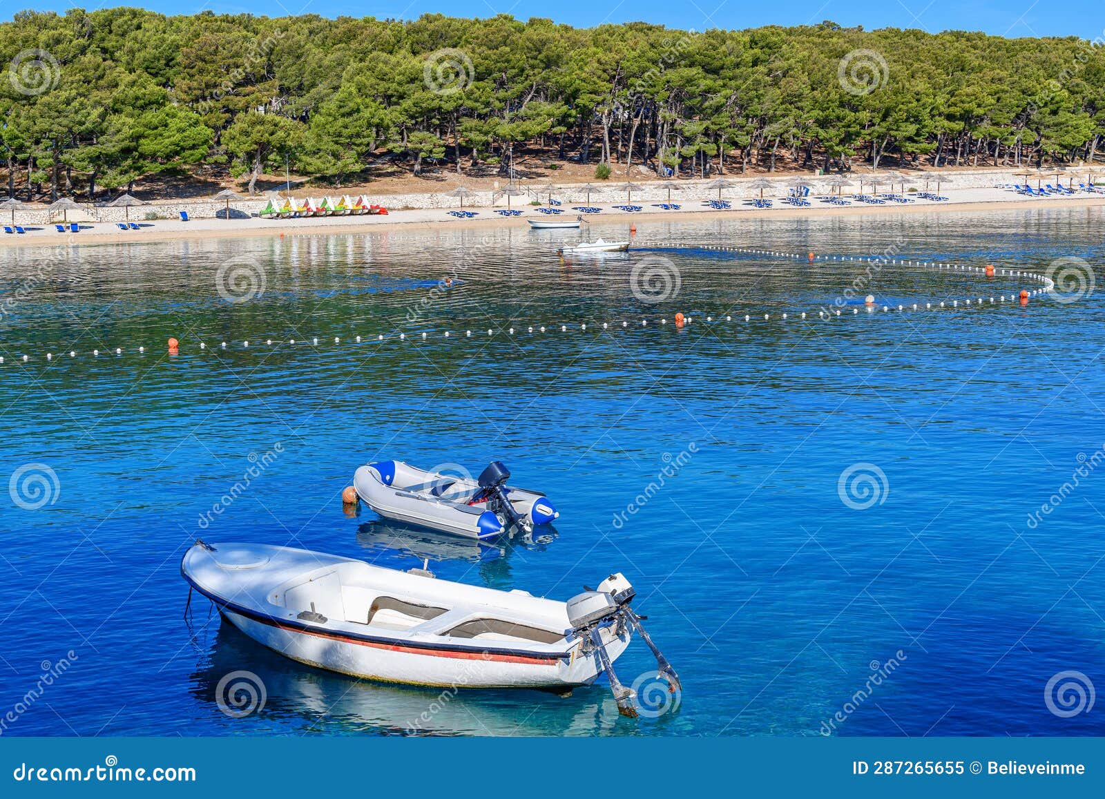 Beach and Boats on the Adriatic Coast. Croatia. Stock Image - Image of ...