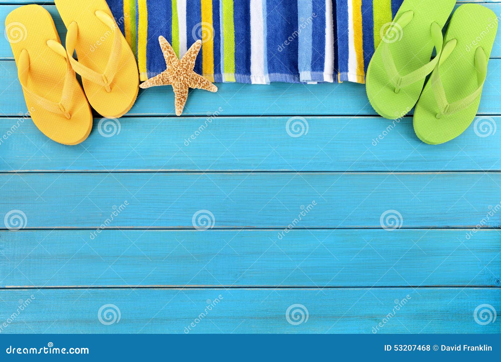 Summer Beach Background Border Flip Flops Copy Space Stock Photo ...