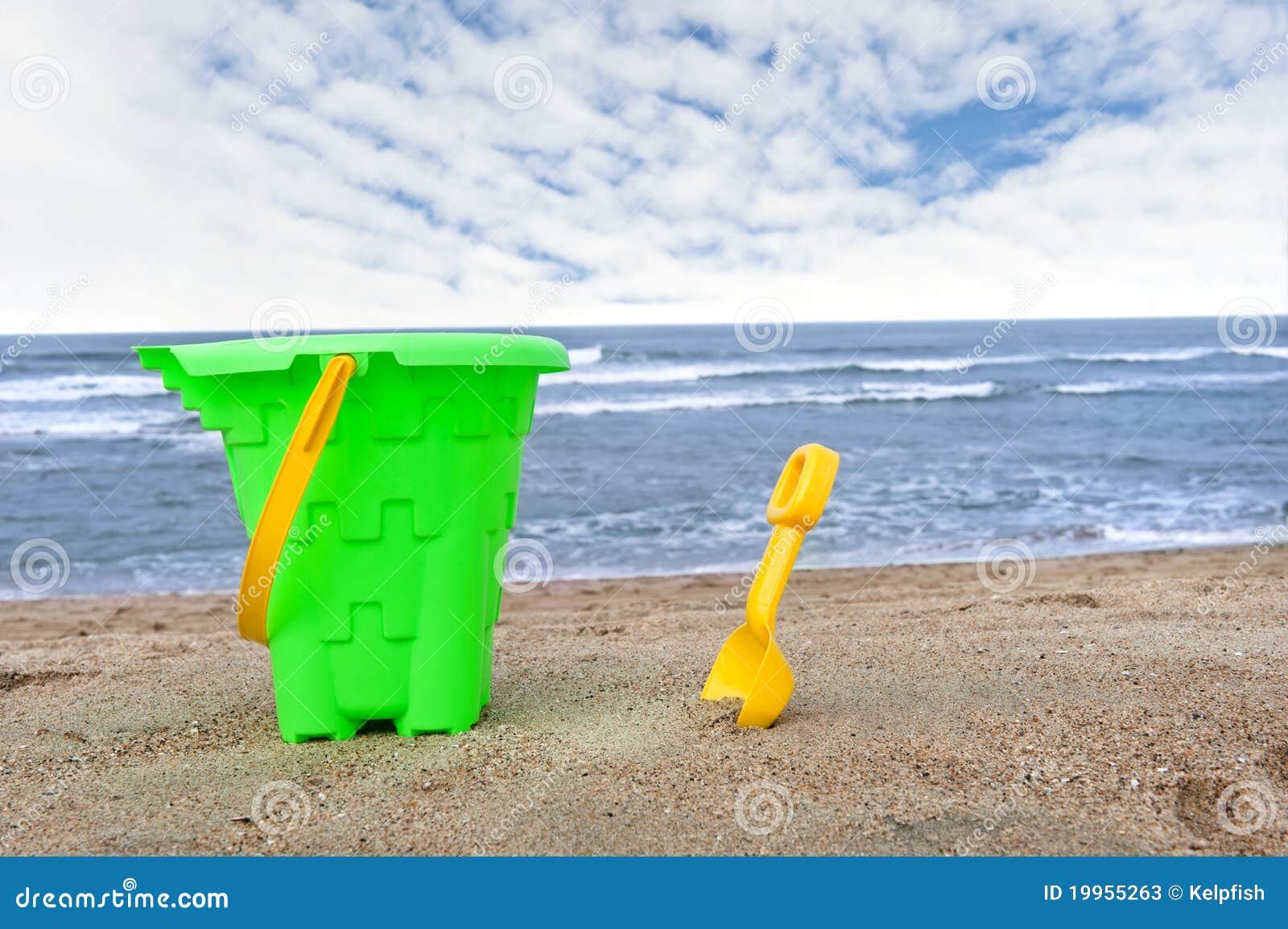 Beach bucket stock image. Image of waves, yellow, green 19955263