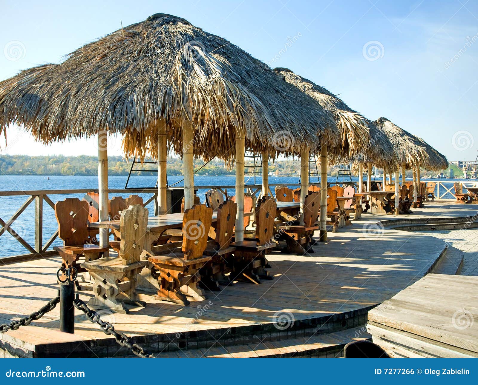 Beach cafe stock photo. Image of empty, chair, wooden 7277266