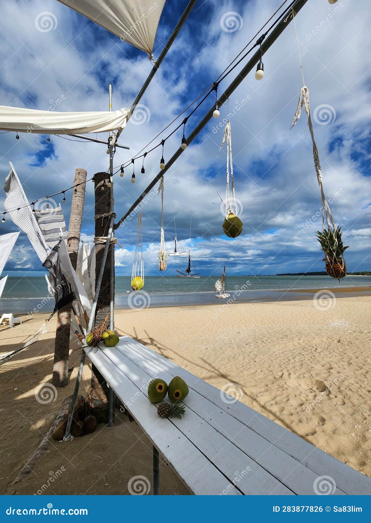 Beach Cafe and Club with Coconuts in Thailand Stock Photo Image of