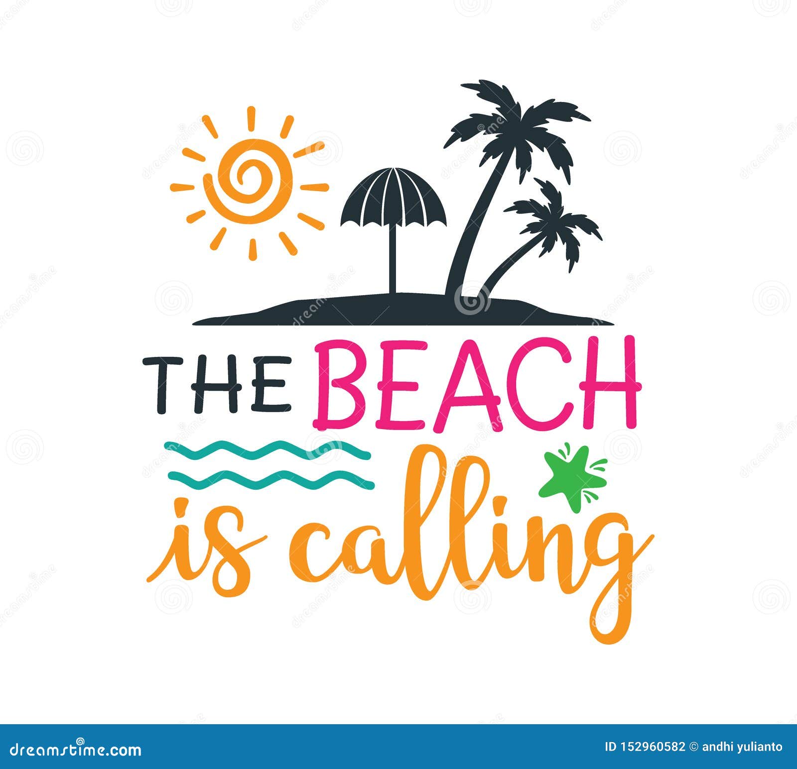The Beach is Calling Saying Quote Vector Design for Printable Sign and ...