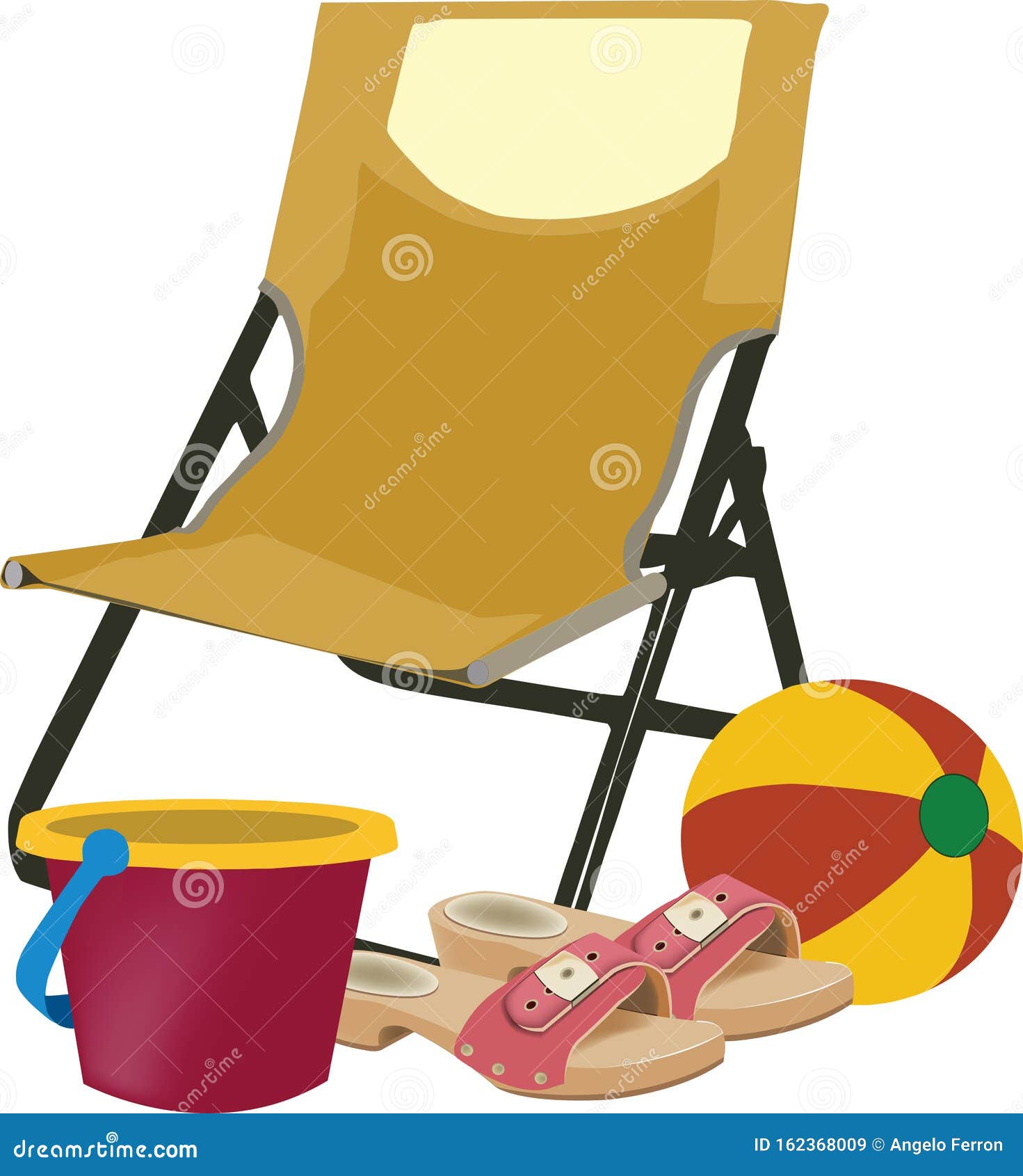 beach chair hoofs flask and bucket