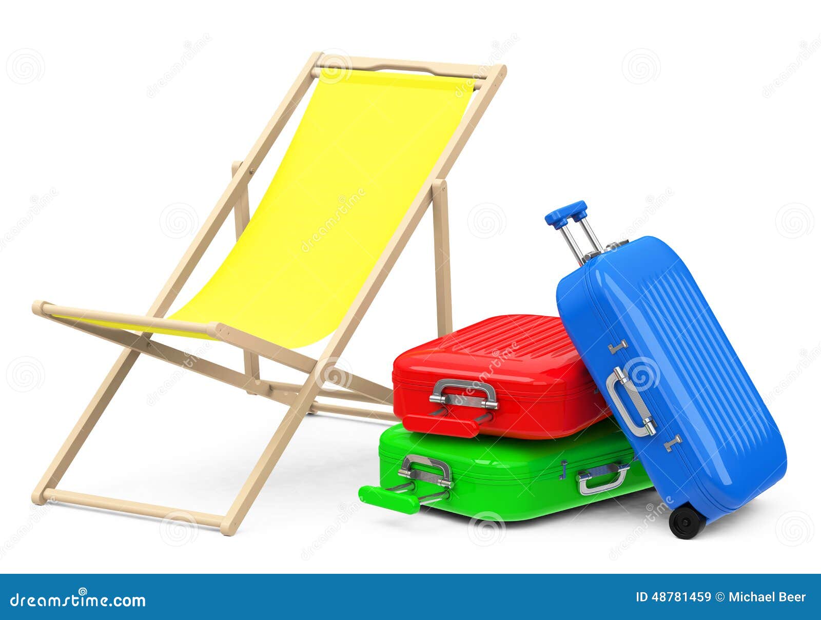 Beach chair and luggage stock illustration. Illustration of tourist