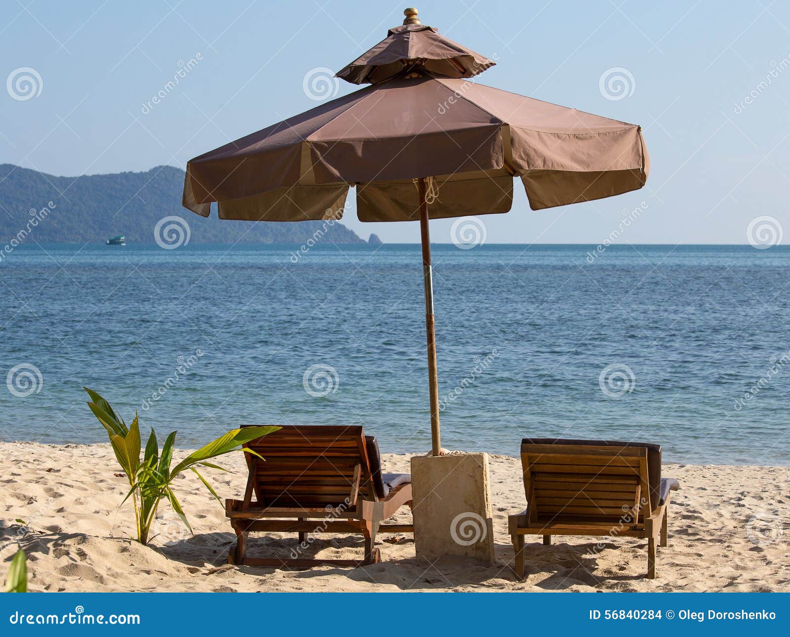 Beach Chair And Umbrella On The Beach In Sunny Day , Thailand Stock Photo - Image of chair, blue ...