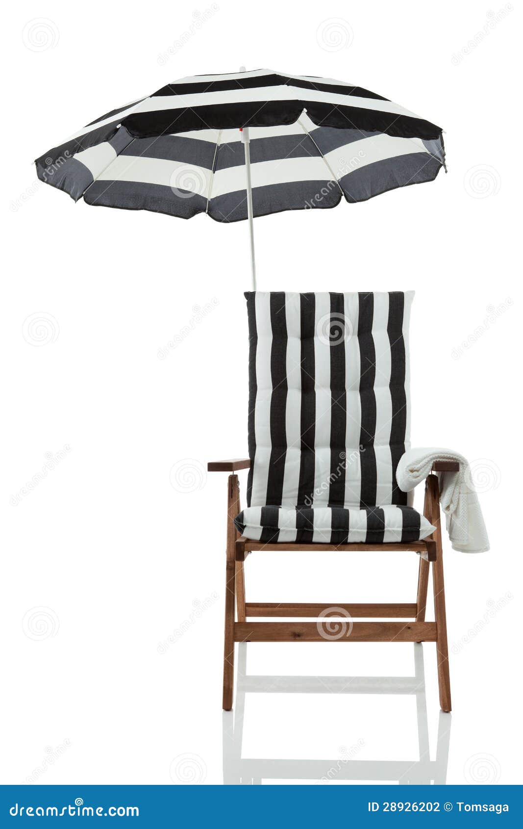 Beach Chair with Umbrella Front View Stock Photo Image of pattern