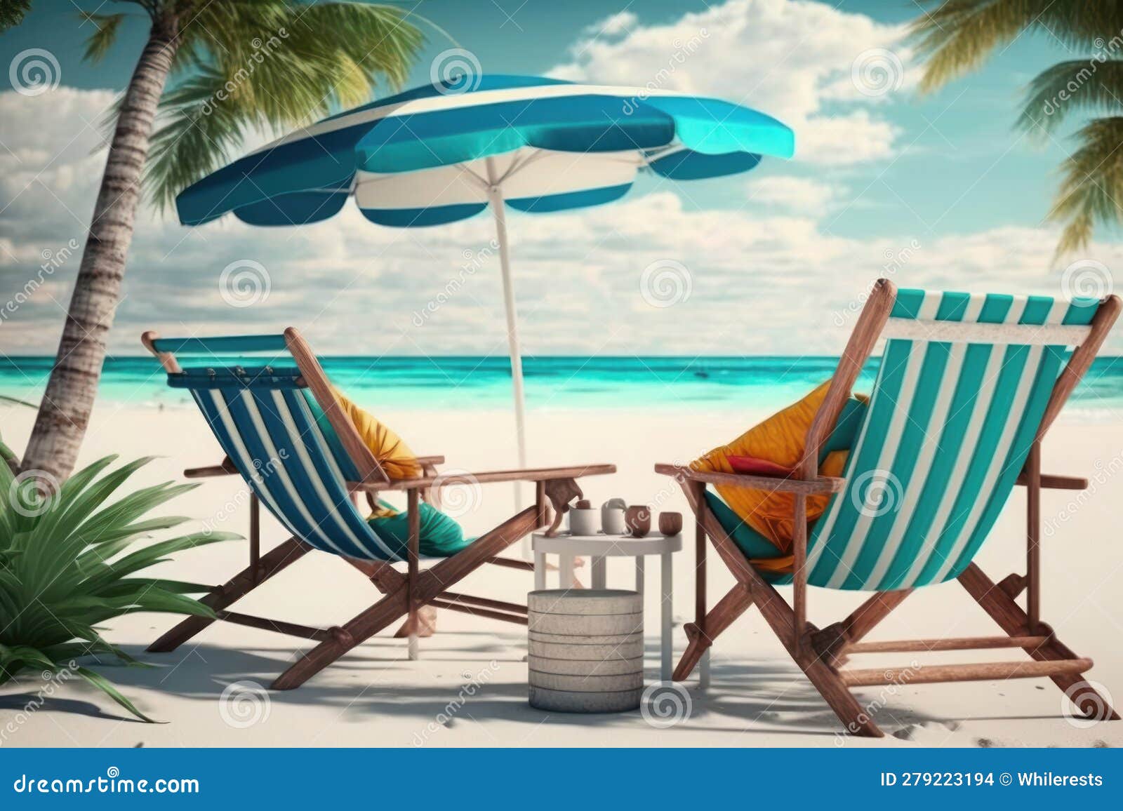Beach Chairs with Parasol on Tropical Sandy Beach Stock Photo Image of relaxation, lounger