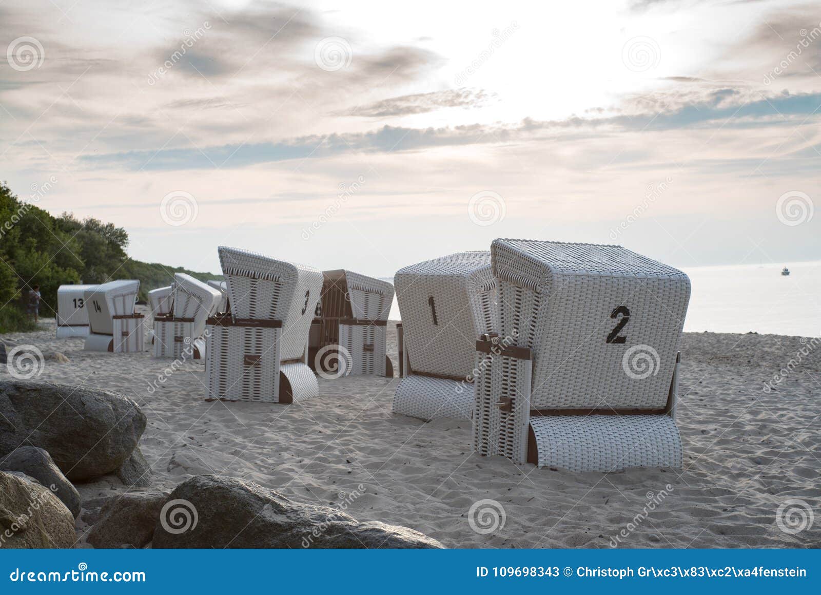 beach chairs strandkorb on the beach in germany ostsee