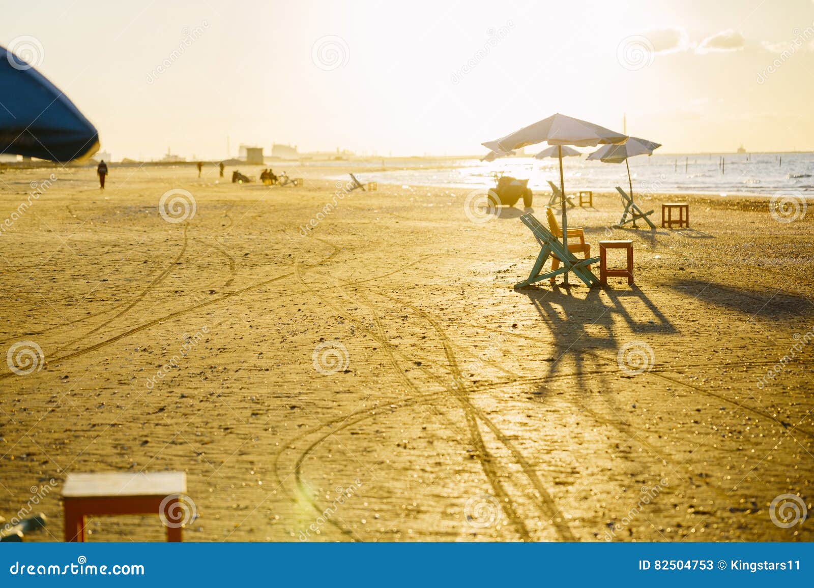 Beach Chairs And Tables, Ras Elbar, Damietta, Egypt Stock Image - Image