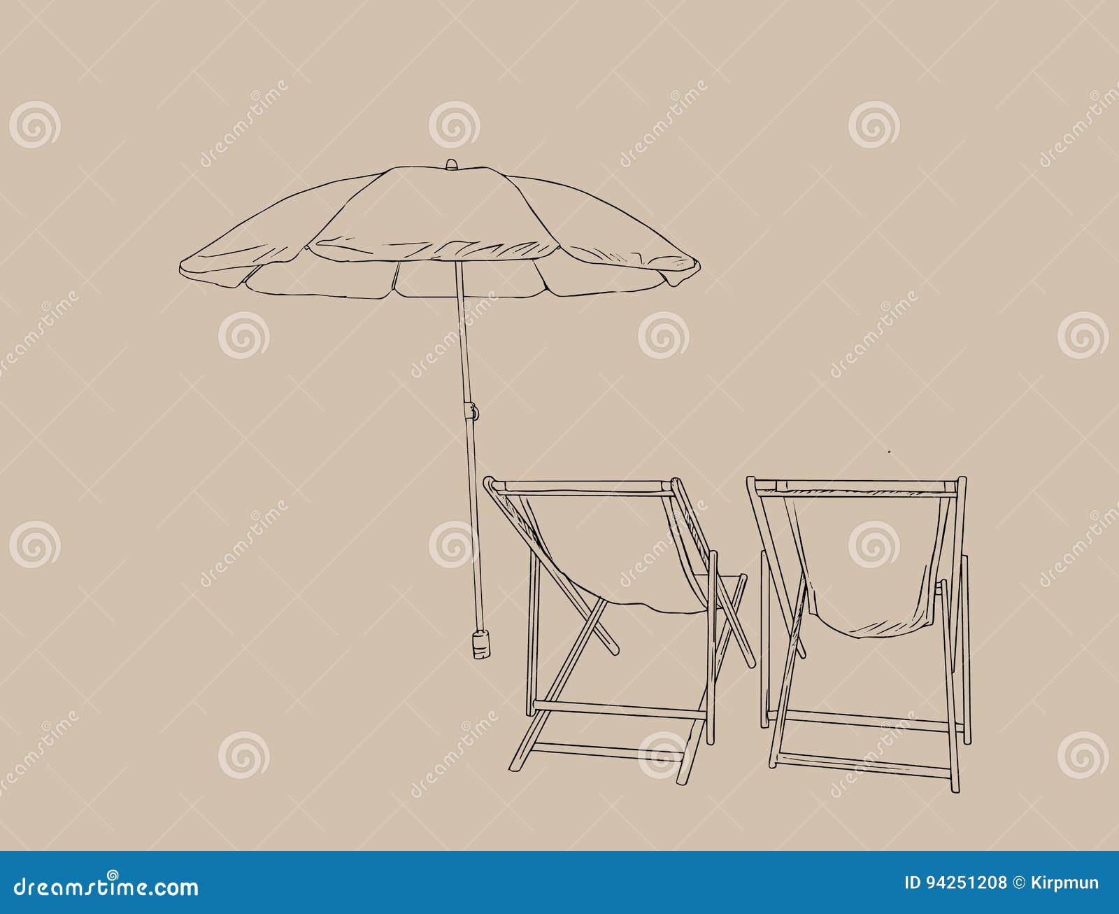 Hand drawn sketch of beach chair with beach umbrella. Vintage vector  illustration isolated on white background. Doodle drawing. 23890658 Vector  Art at Vecteezy