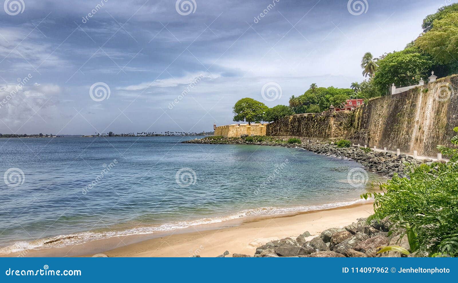 Beach And City Walls In Old San Juan Puerto Rico Stock Photo Image Of Landmark Fort