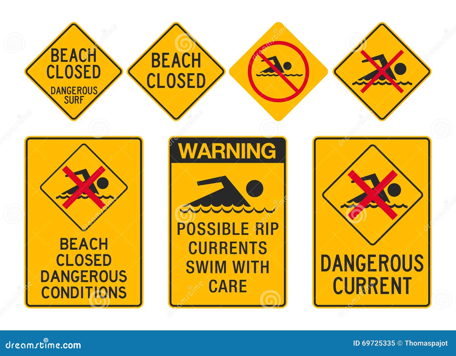 Beach Safety Signs Stock Vector Illustration Of Icon 59177717