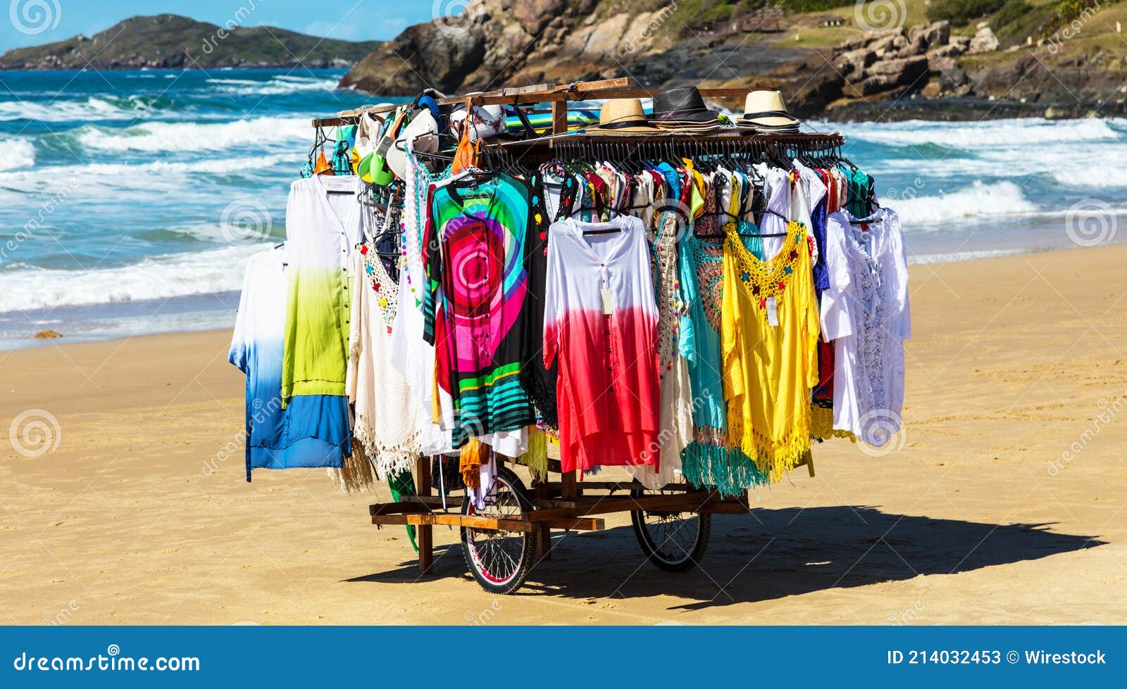 Beach Clothes Being Sold at the Santinho Beach in Florianopolis, Brazil  Stock Image - Image of beach, seascape: 214032453