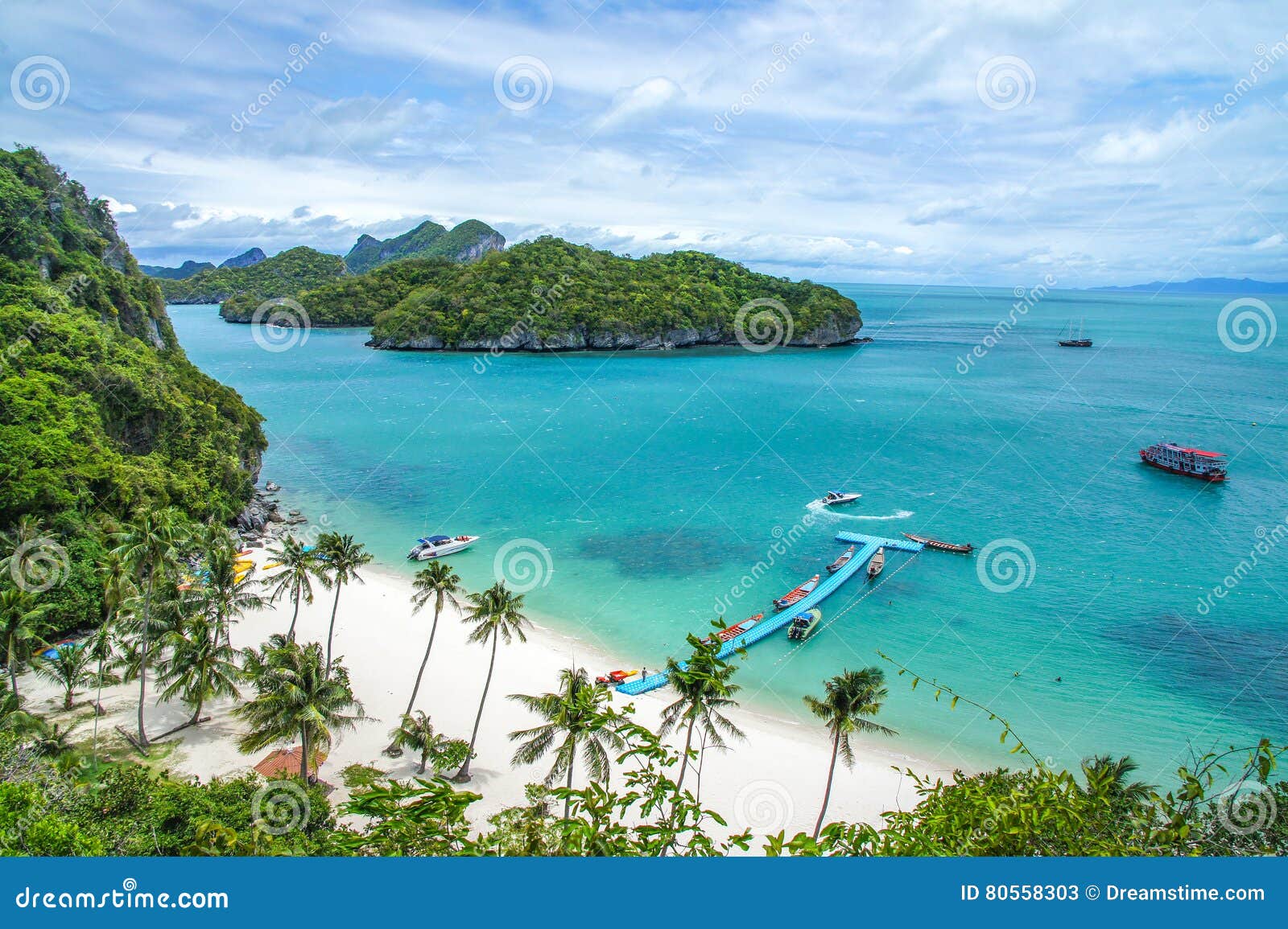 Beach and Coconut Trees on an Island of Mu Ko Ang Thong National Marine  Park Near Ko Samui in Gulf of Thailand Stock Image - Image of natural,  ocean: 80558303