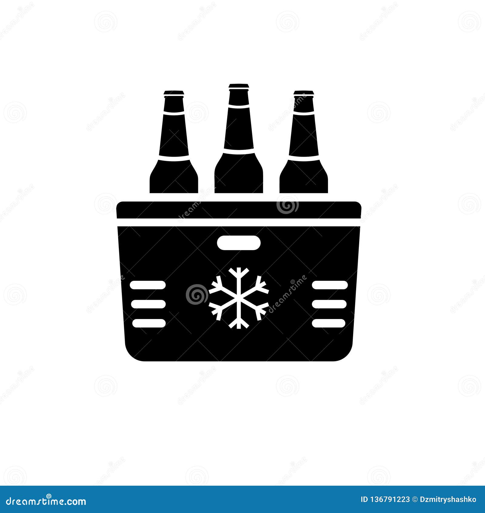 beach cooler box with beer bottles silhouette icon