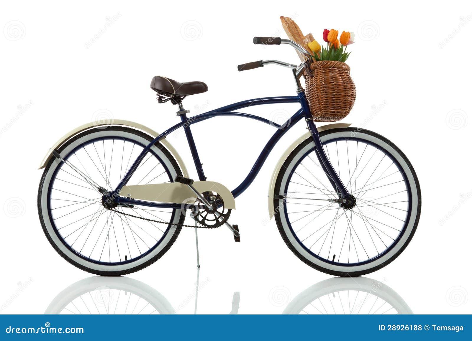 Beach Cruiser with Basket Side View Stock Photo Image of bread