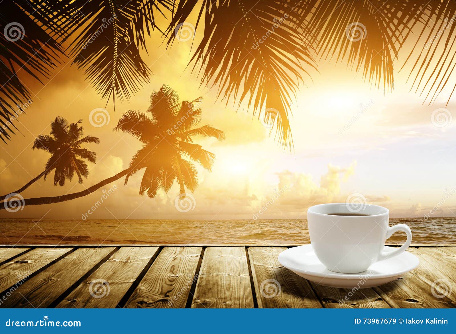 Beach and cup of coffee stock image. Image of beach, breakfast 73967679