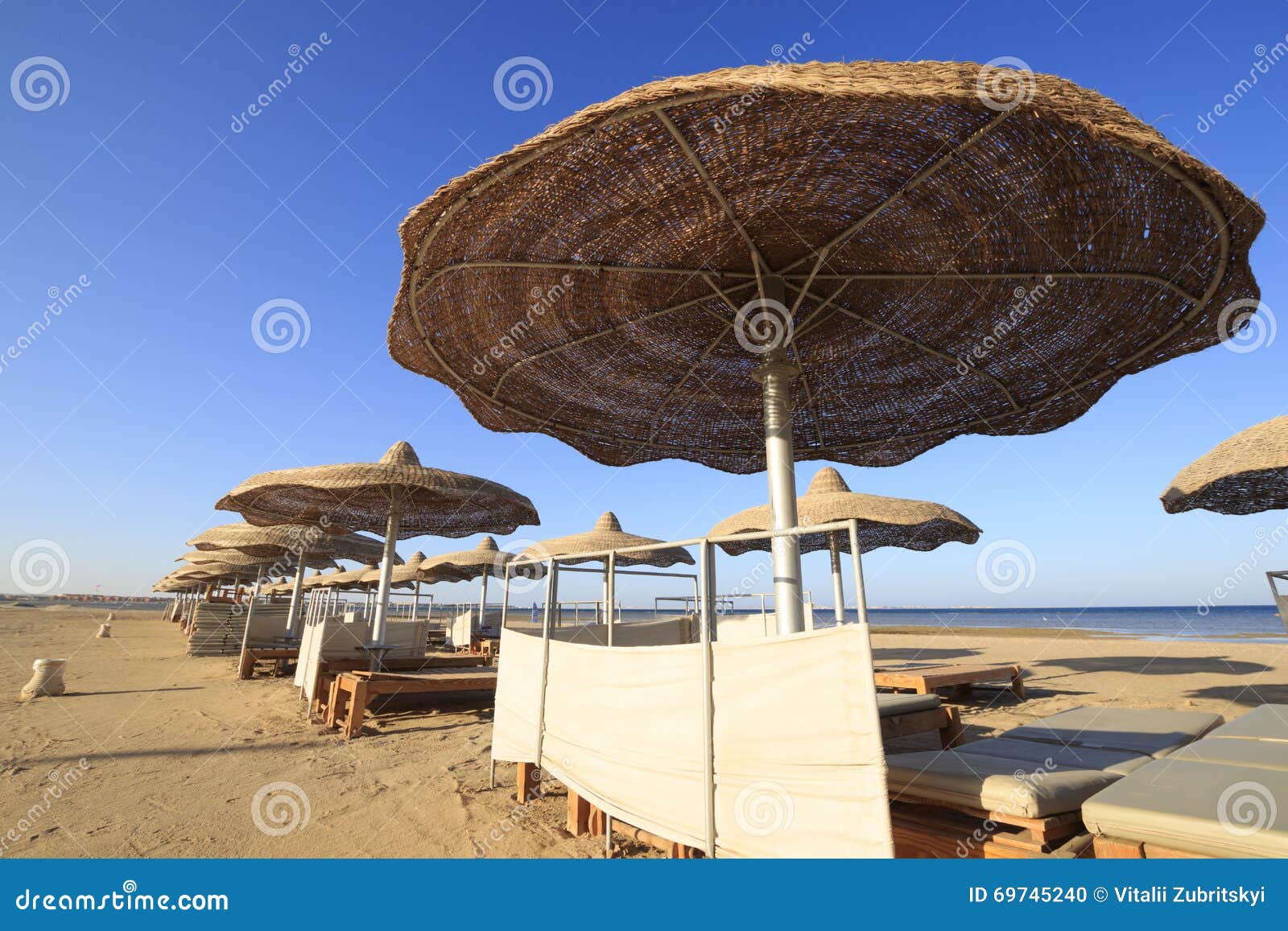 Beach in Egypt stock photo. Image of longue, umbrella 69745240