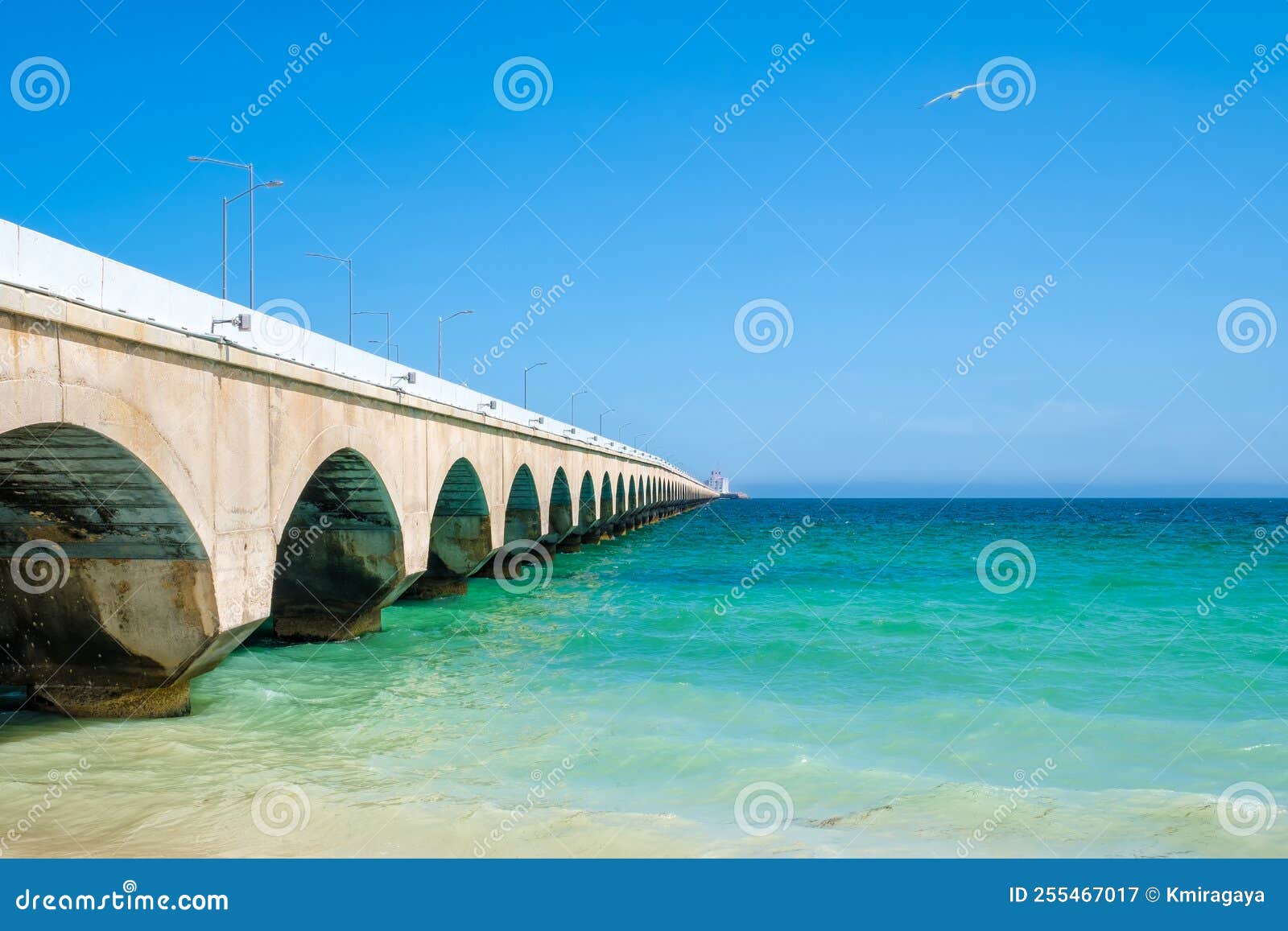 the beach and the famous pier at progreso near merida in mexico