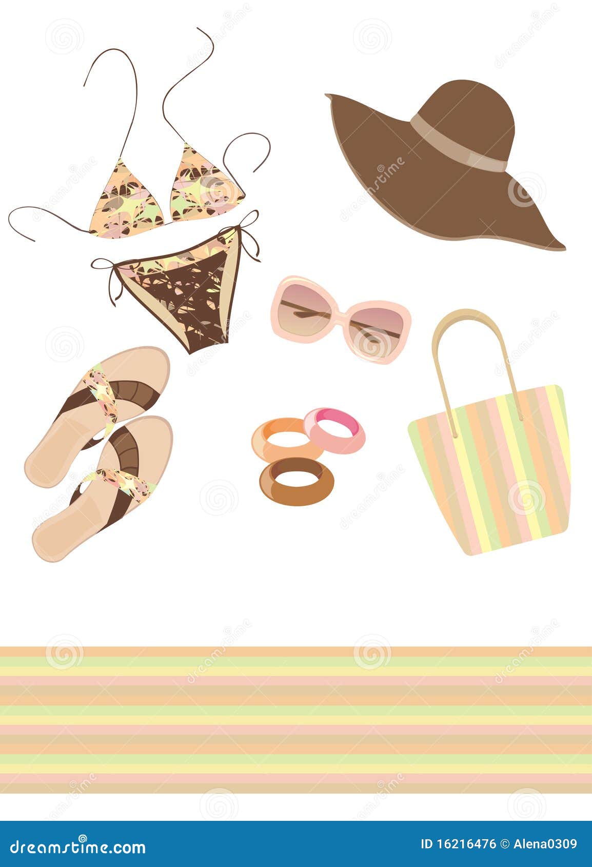 Beach Fashionable Clothes and Accessories Set Stock Vector