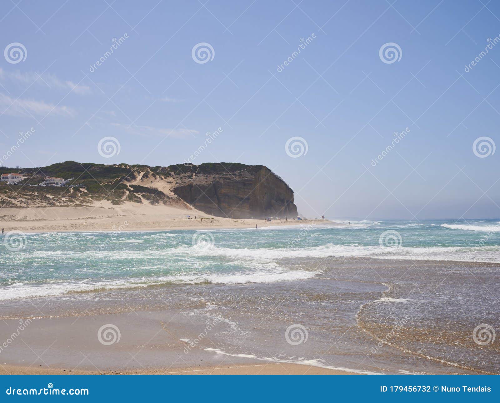 Obidos Lagoon And The Sea Meet Stock Photo Image Of Destination People