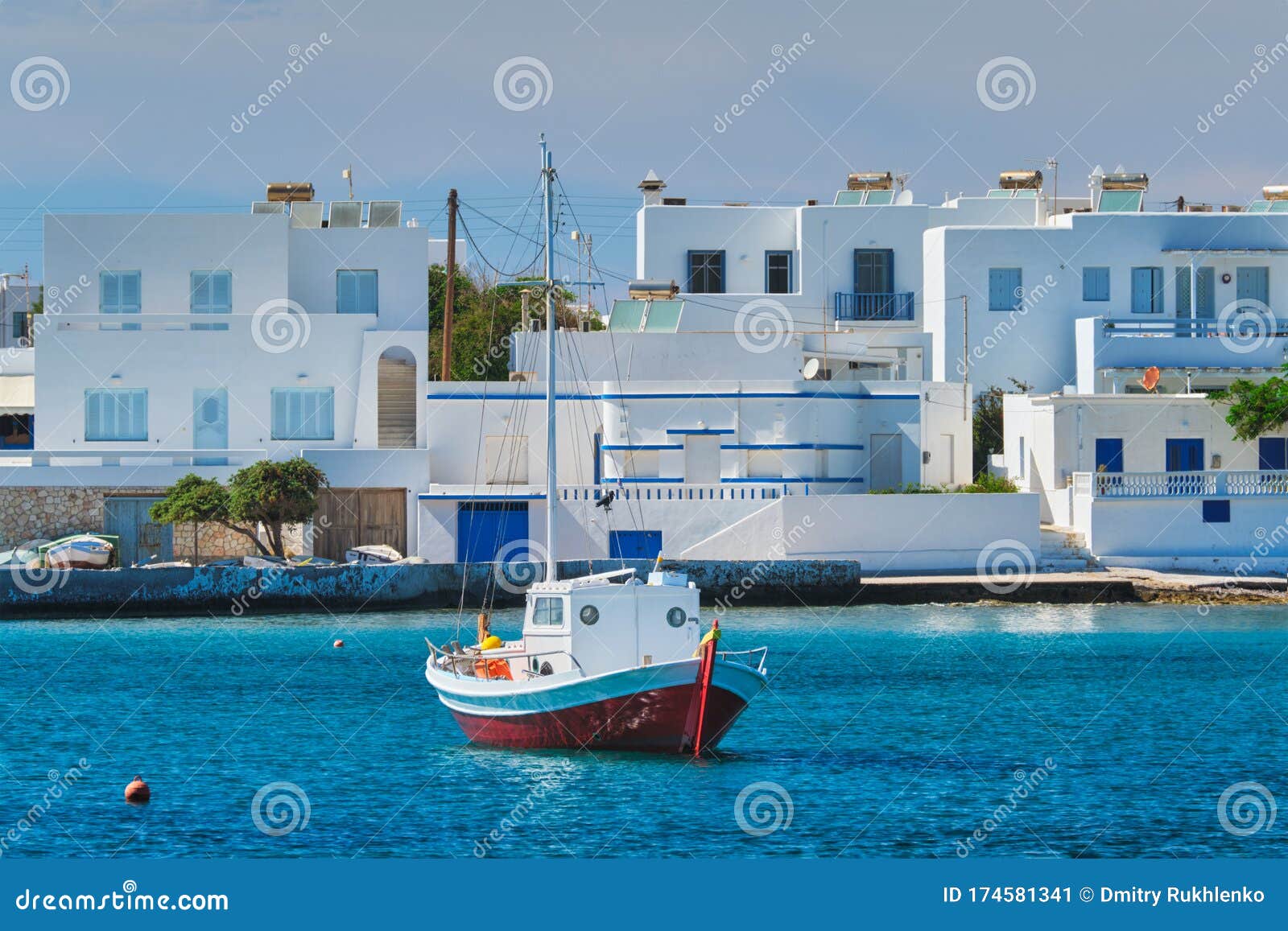 the beach and fishing village of pollonia in milos, greece